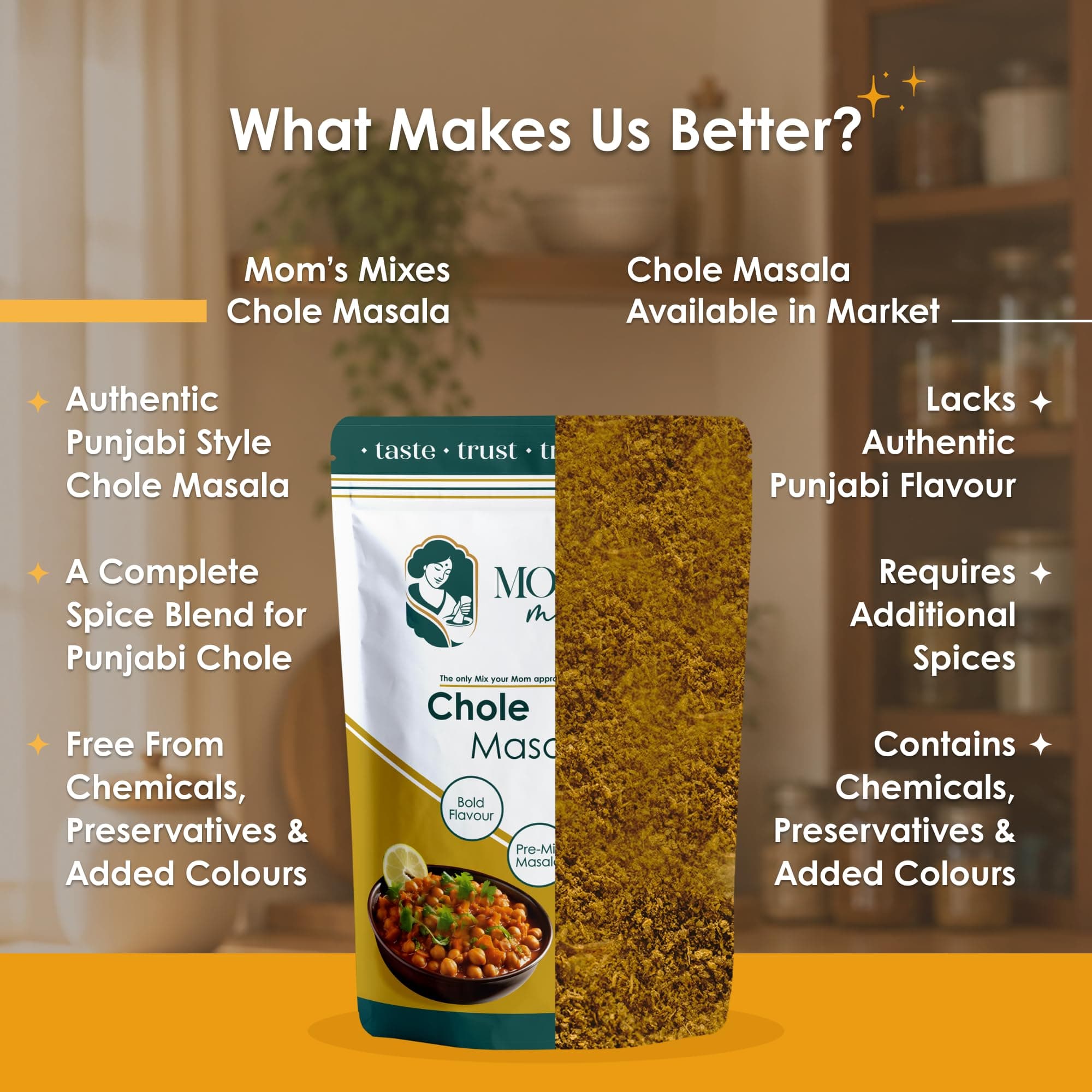 Mom’s Mixes Combo of 2 | Everyday Magic Mix + Chole Masala | 100% Pure Jain Spices | No Onion No Garlic | No Preservatives | No MSG | No Added Colours | 200g — image 12