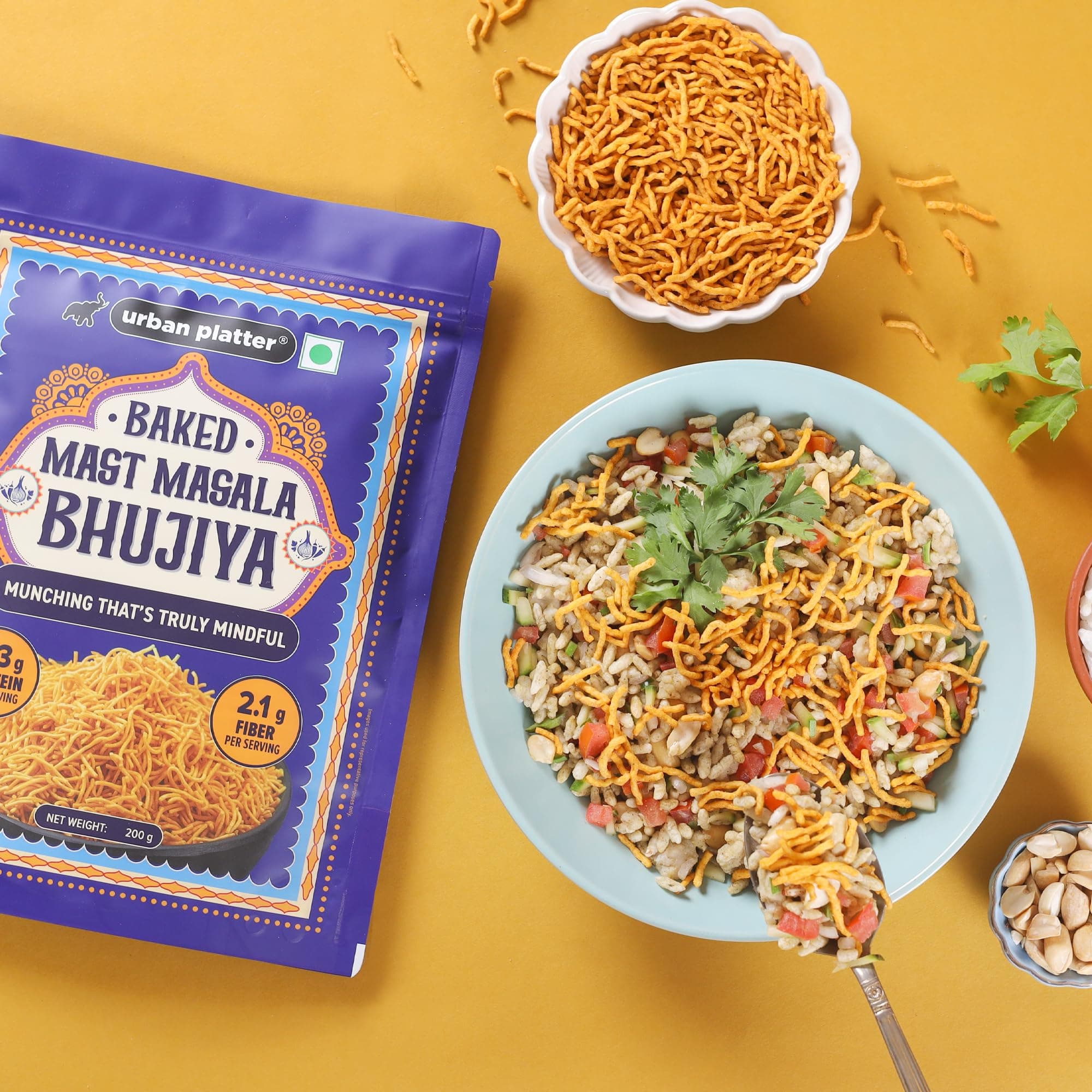 Urban Platter Baked Bhujia/Bhujiya Mast Masala, 200g (Baked Not Fried, Better-For-You Indian Snack, 4.3g Protein & 2.1g Fibre) — image 4