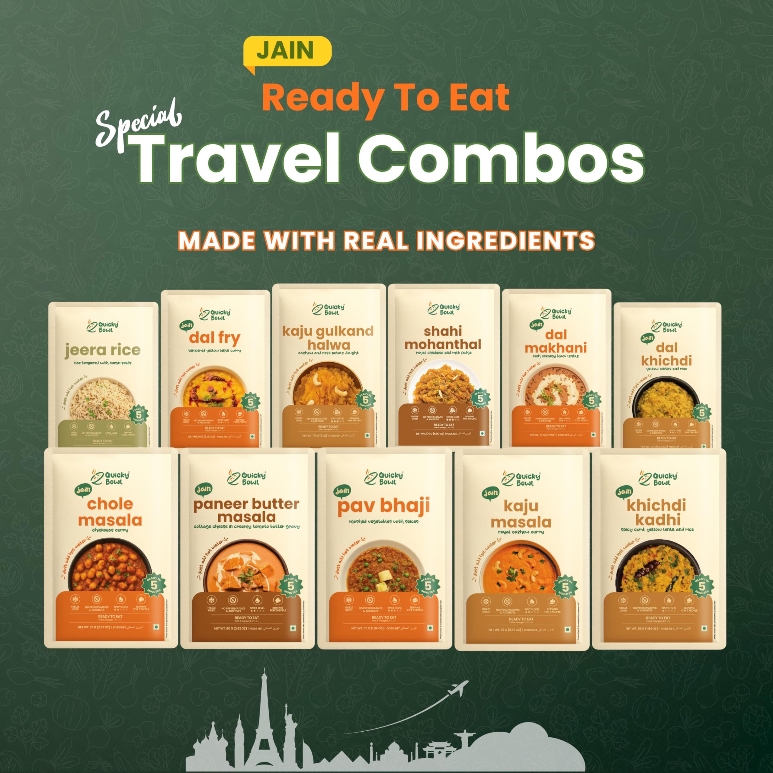 Quicky Bowl Ready To Eat Travel Combo - Jain (Jain Combo - 7 Days) — image 2