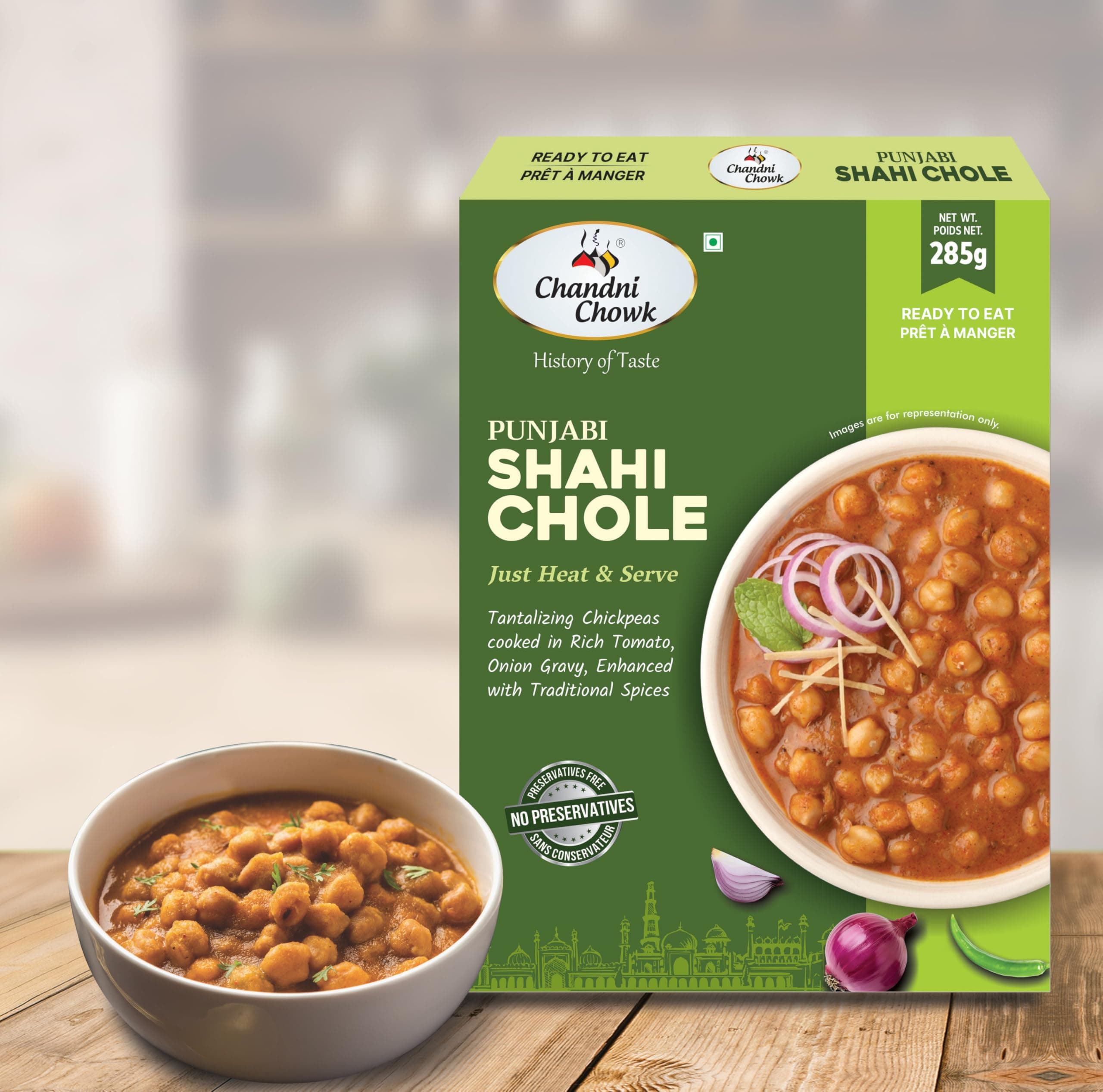 Chandni Chowk Ready to Eat Punjabi Shahi Chole, Pure Veg | Restaurant Style Ready to Cook Shahi Chole | No Preservatives Or Artificial Colors | 285gm Pack of 1