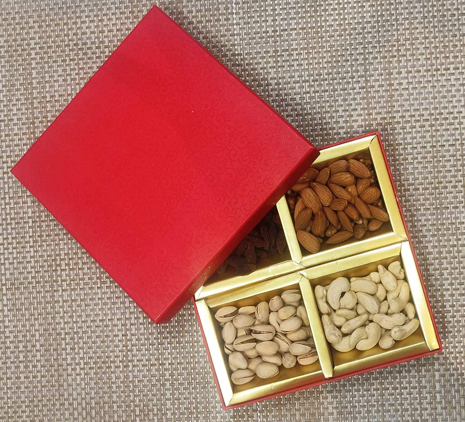 SHRI JAIN GROCERY Traditional Dry Fruit and Nuts Gift Box (CASHEW/ALMONDS/RAISINS/PISTA) [100gm each] — image 2