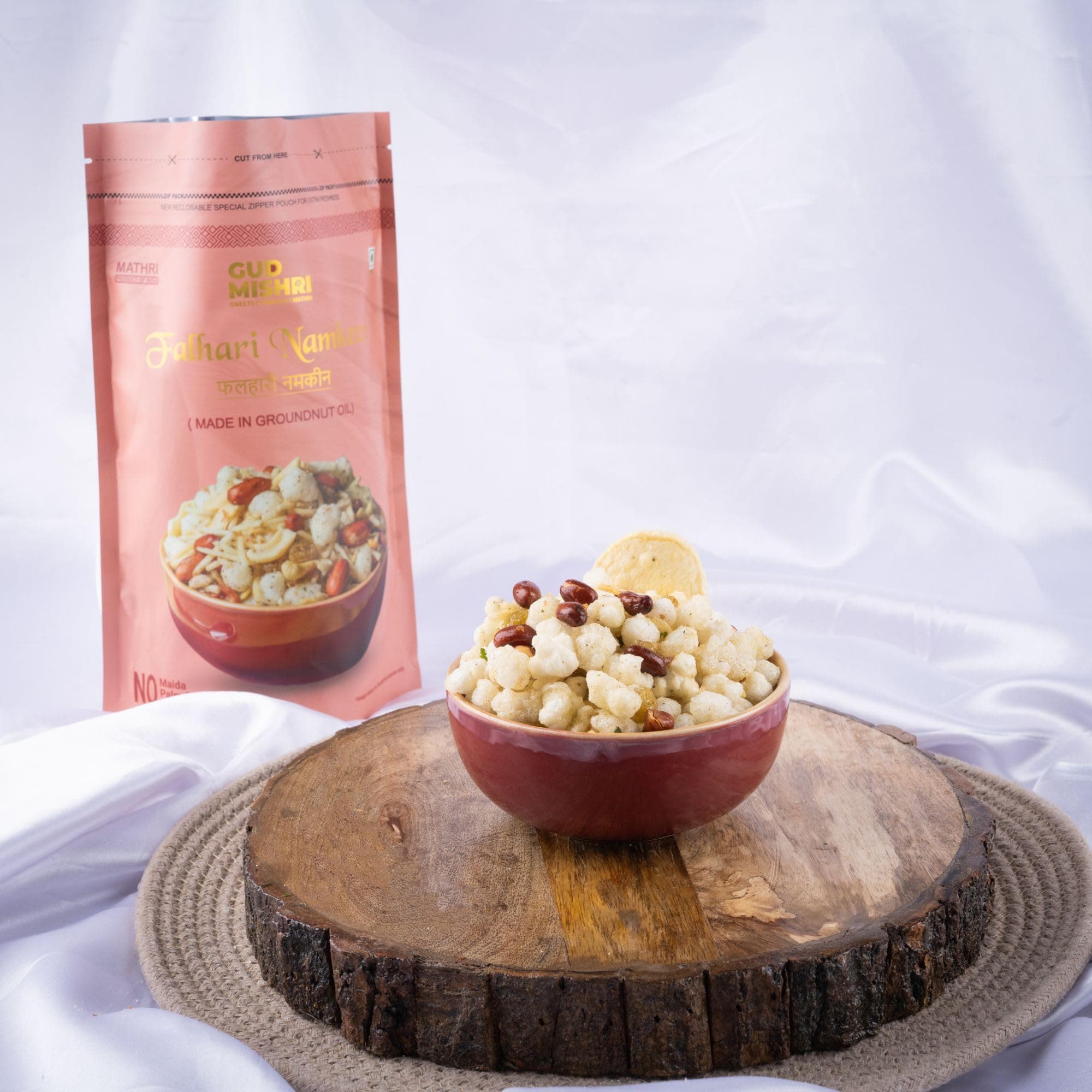 Gud Mishri Falahari Namkeen 380 Gm | Navratri Special Vrat Snack Mix | Healthy Upwas & Fasting Namkeen | Made with Groundnut Oil | No Onion, No Garlic, No Palm Oil | Crispy Khatta Meetha Farali Mixture — image 5