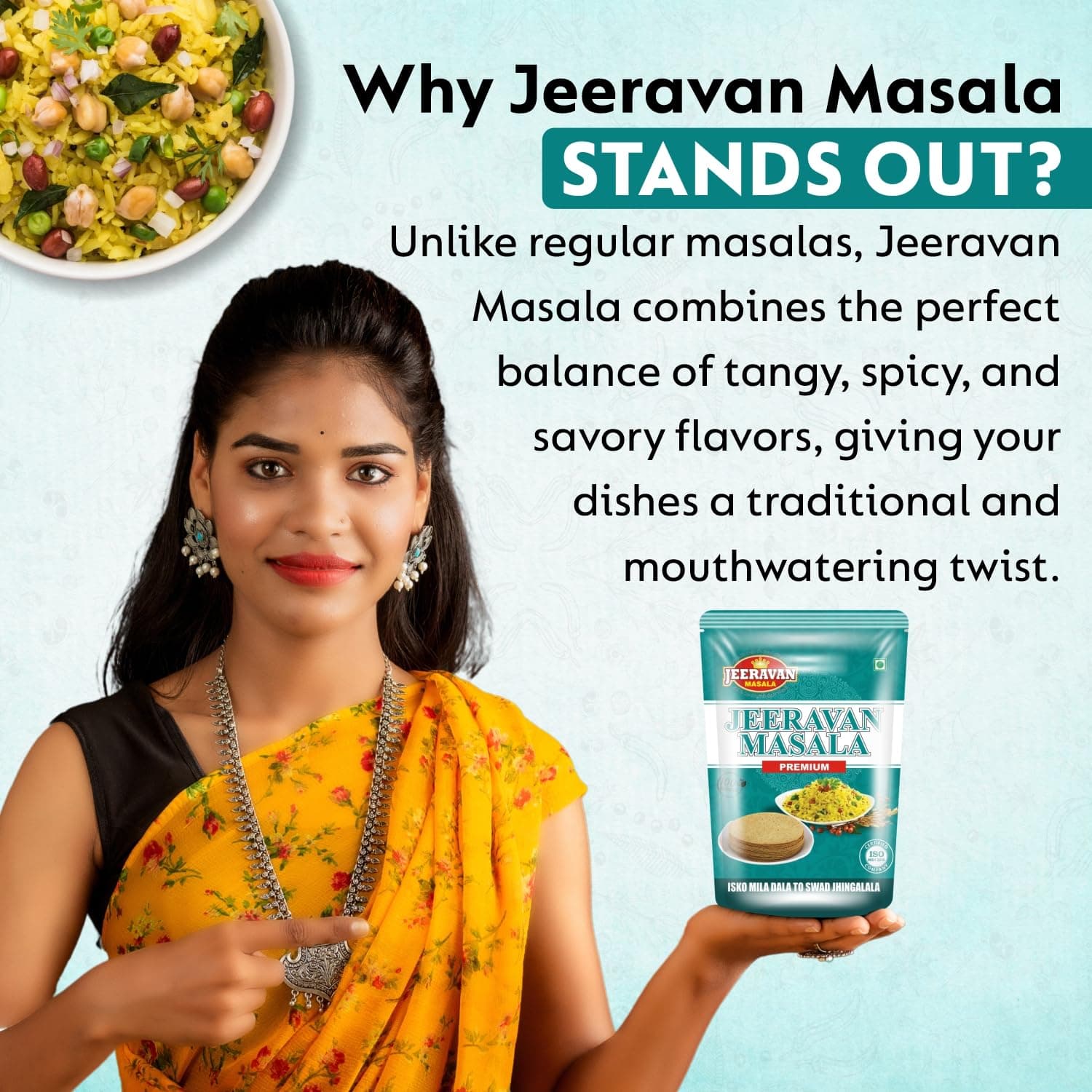 JEERAVAN Masala Standard - Poha,Pakoda Spice Powder for Raita Fruit Chaat Masala Natural Hing Jeeravan Mix Powder 500 gm (Pack of 1) — image 4