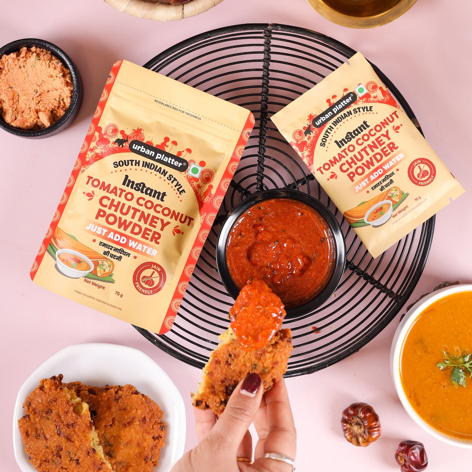 Urban Platter South Indian Style Instant Tomato Coconut Chutney Powder, 200g / 7oz [Nariyal ki Chutney, Just Add Water] — image 4