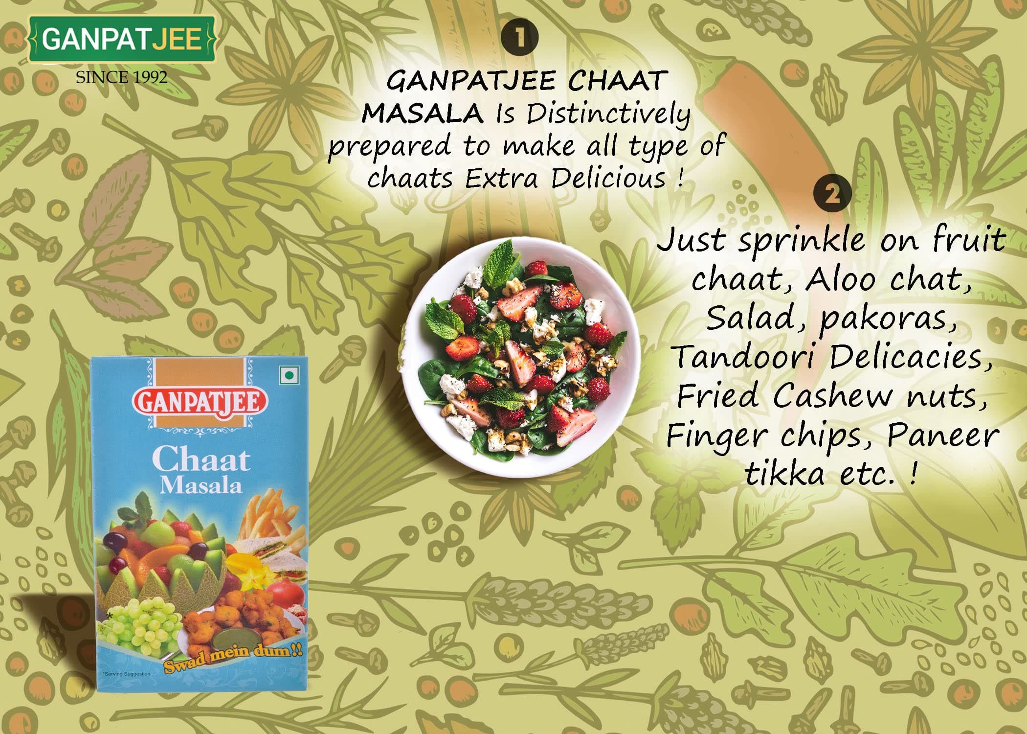 Ganpatjee Chaat Masala Powder, 100g | Chunky flavour and taste | Fruit masala — image 6