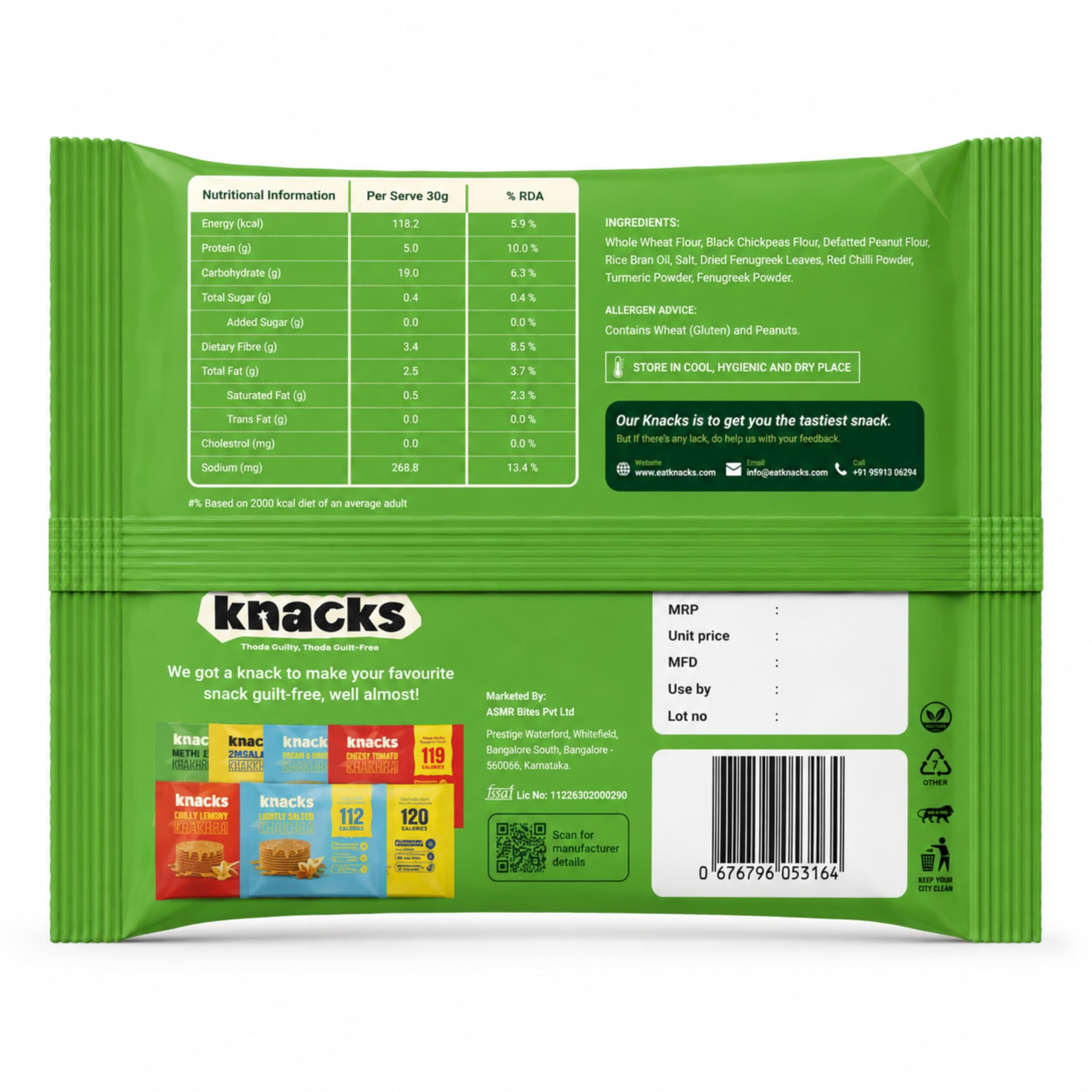 Knacks Methi-licious Khakhra Chips | Methi Masala Flavour Coin Khakhra | Pack of 6 (6 x 30g) | 118 Calories Per Pack | Jain Friendly, High Protein, Whole Wheat | No Palm Oil, No Maida, Not Fried — image 3