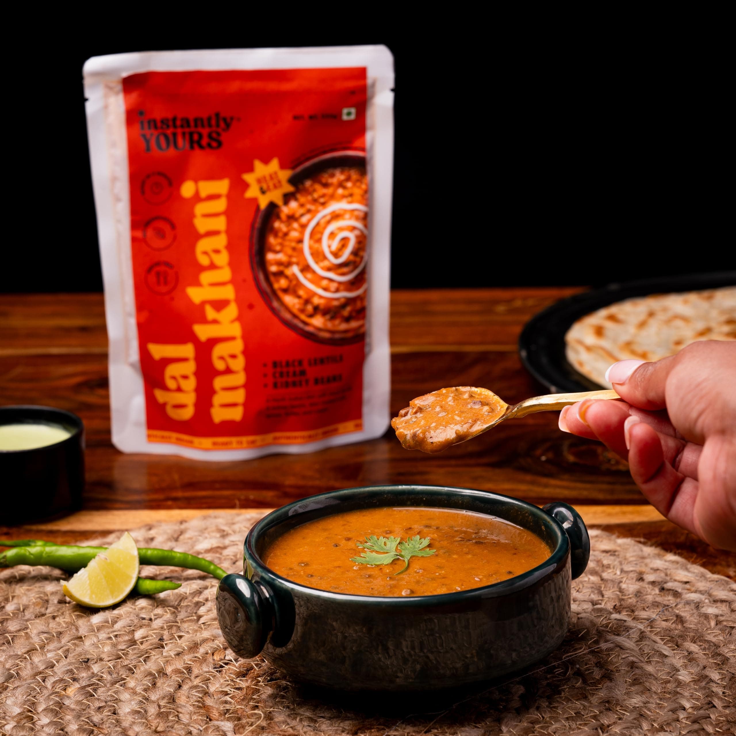 Instantly Yours Ready To Eat Dal Makhani 450 gm (Pack of 2), Just Heat and Eat, Black Lentils with Cream and Kidney Beans, Ready to Eat in 2 mint (No Onion No Garlic)(Jain) — image 3