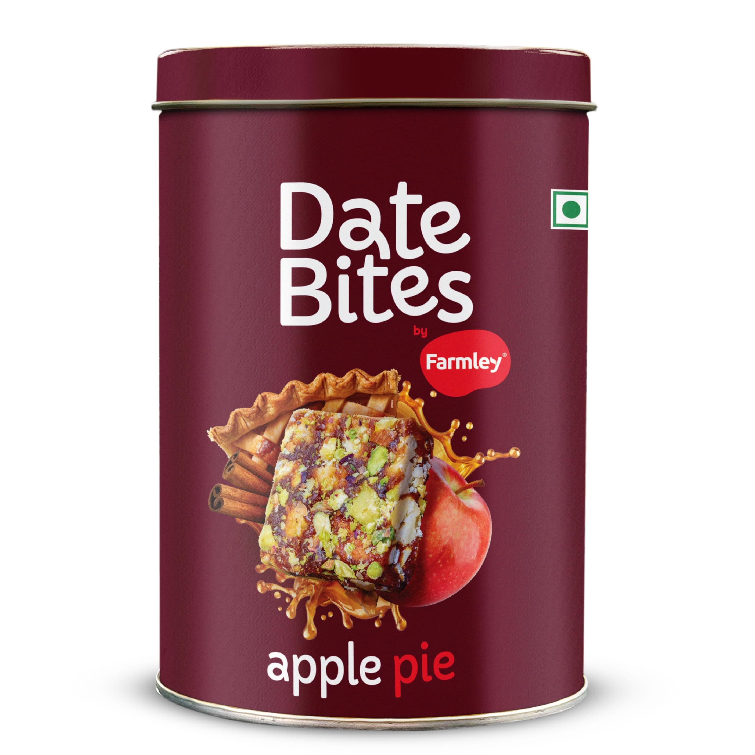Farmley Apple Pie Date Bites | Pack of 10 I Dates Barfi Made with Dates, Dried Apple,Pista, Cashews, Almonds, Honey, Cinnamon and Pure Ghee