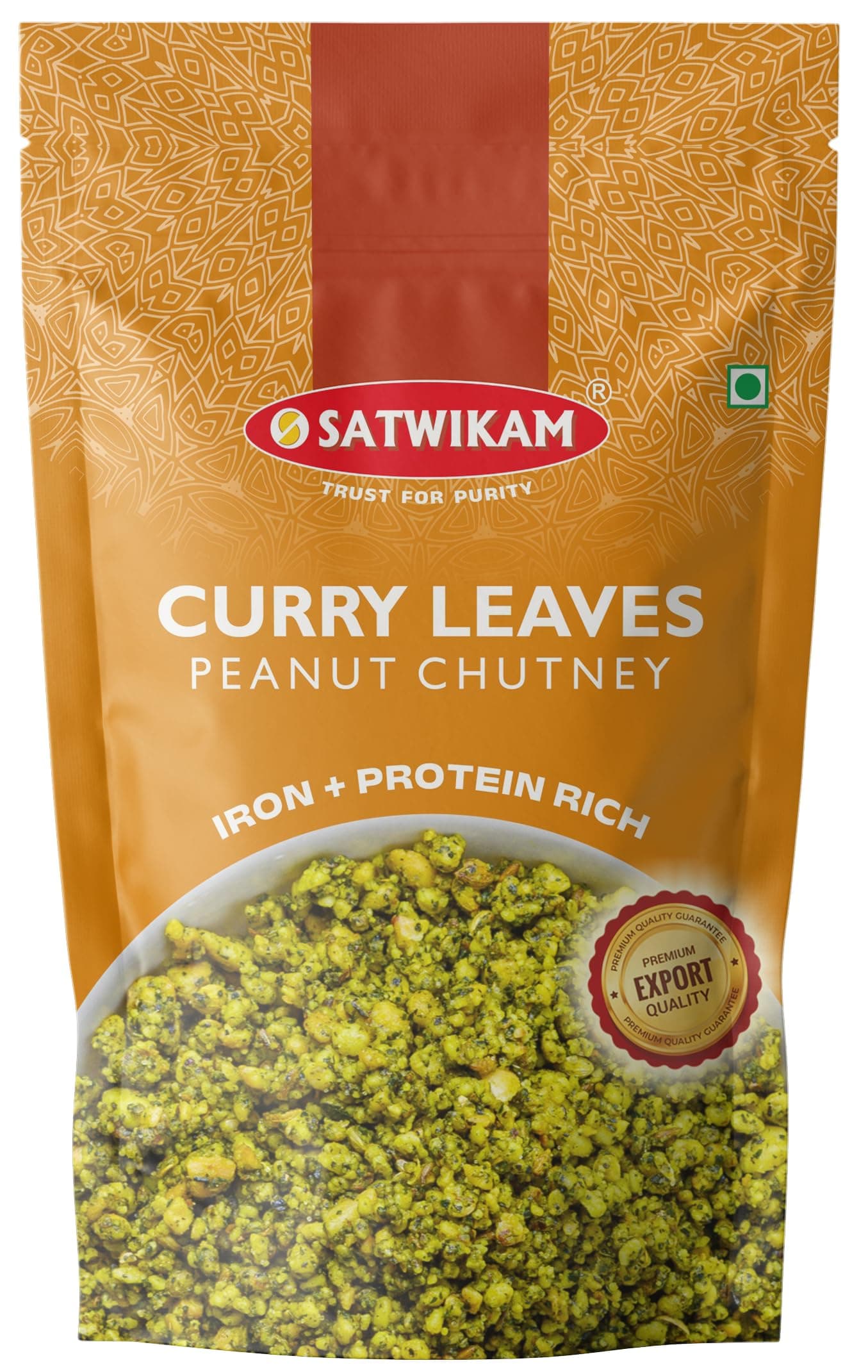 SATWIKAM Curry Leaves Peanut Chutney (No Onion No Garlic; 200gmsX1pack); Shelf Life=6M