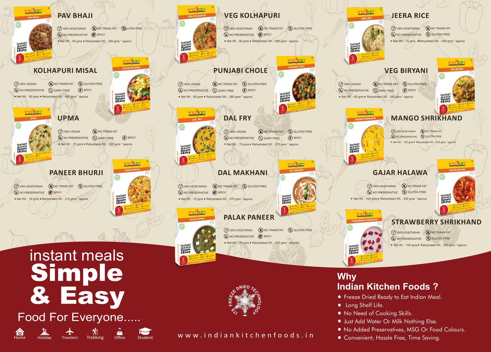 Indian Kitchen Foods Jain Kolhapuri Misal | Freeze Dried Gluten-Free Ready to Eat Instant Vegetarian/Vegan Meal - Rehydrated Wt. 690 gm — image 4