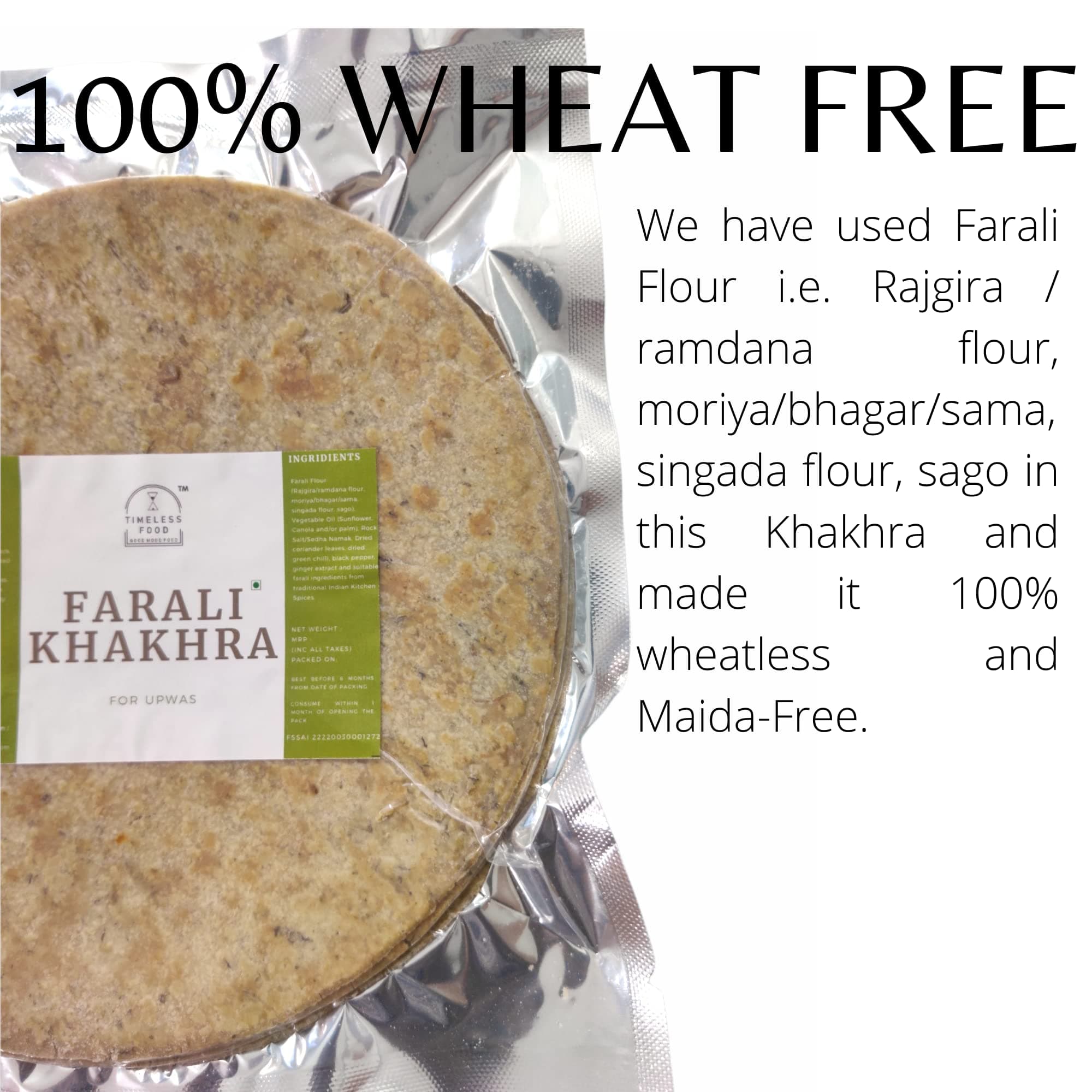 Timeless Food Farali Khakhra 200g | Wheatless Sahgar Khakhra for Upwas & Vrat | Fasting Snack | Healthy & Crunchy — image 4
