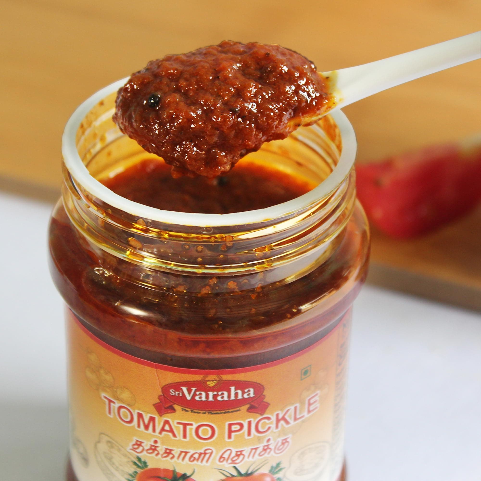 Sri Varaha Foods Tomato Thokku 300g | Thakkali Thokku | Traditional South Indian Tomato Pickle | No Onion No Garlic | Homemade Style Ready to Eat — image 4