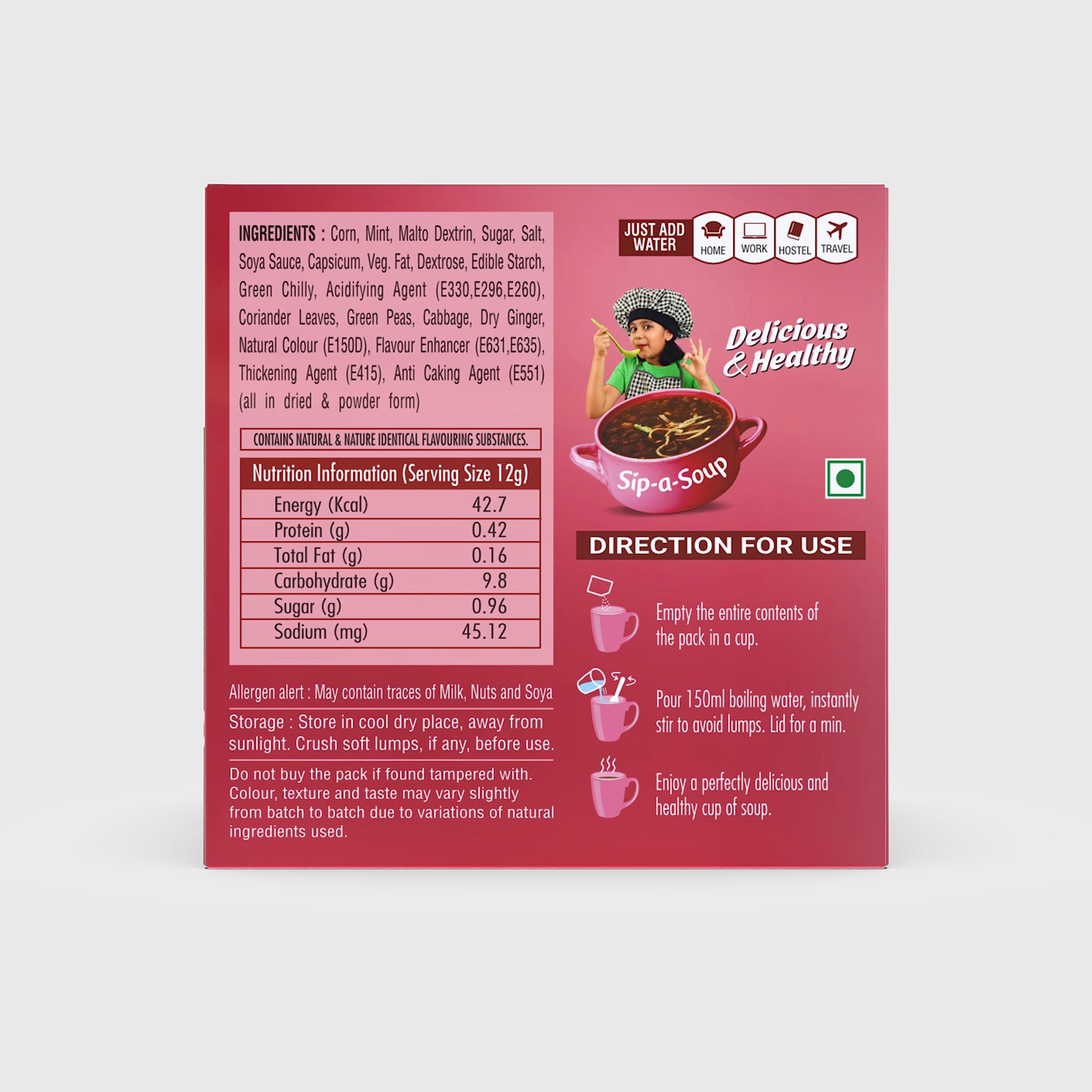 Dailyum Crispy Fried Noodles + Jain Instant Soup Box-Tomato and Manchow| 8 Single Serve Sachets,12g Each| Sip-A-Soup| Natural | No MSG | Pack of 3 Box — image 3