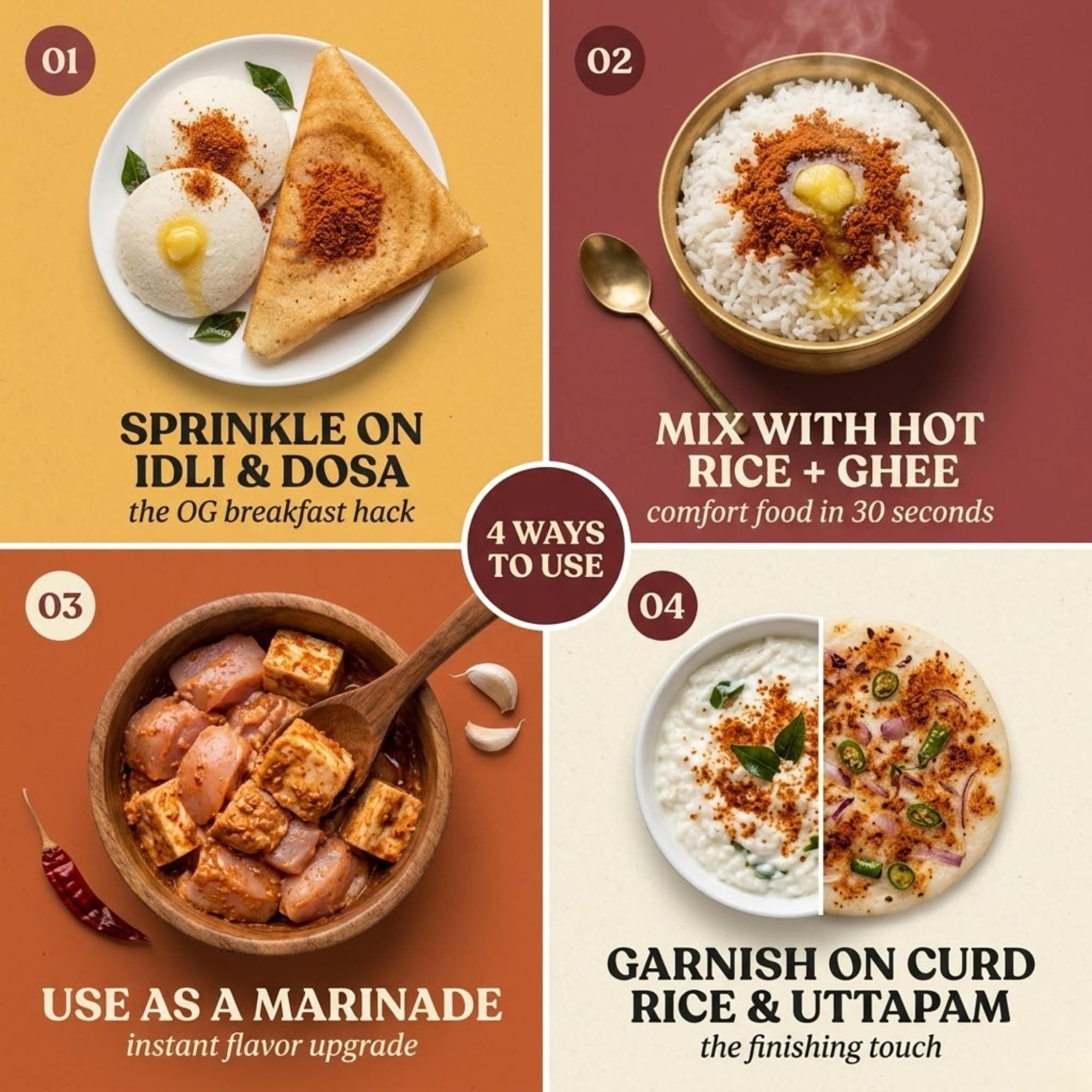 The Manduva Project Tiffin Sprinkle Podi 200g | Jain No Garlic No Onion | Andhra-Style Idli Karam | Roasted Lentils, Coconut & Tamarind | Hand-Pounded Traditional Sprinkle | No Preservatives — image 4