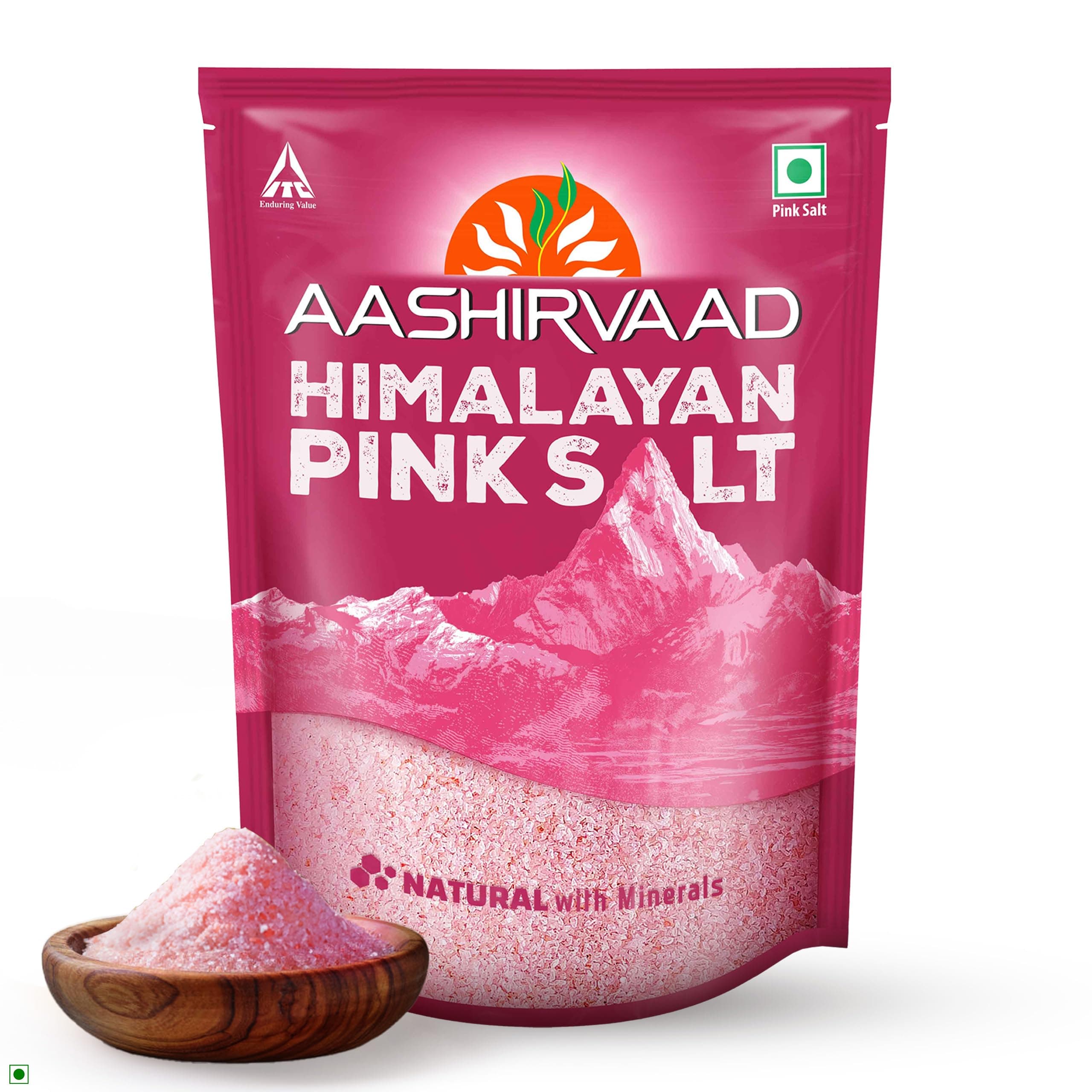 Aashirvaad Himalayan Pink Salt, 100% Natural Rock Salt Sourced from the Himalayan Ranges, Pure Sendha Namak with Minerals for Everyday Use, 1 Kg