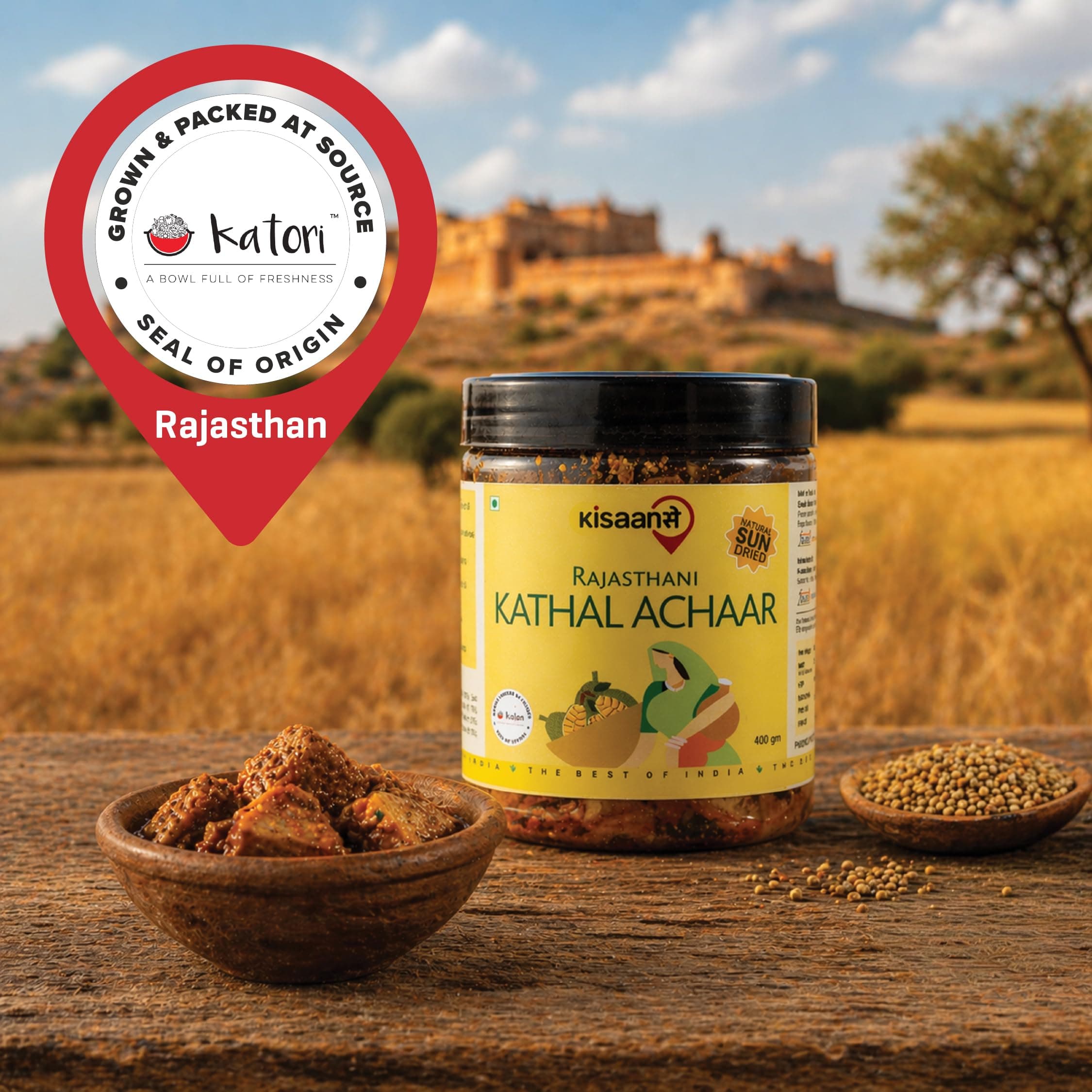 KisaanSay Jackfruit Pickle| Katahal ka Achar | Kathal achaar | 400 GM | Traditional Spicy & Tangy | No Preservatives, No Vinegar | Made in Pure Mustard Oil | Sun-Dried | Homemade Taste | Plastic Jar | No Onion & No Garlic | hodale | palapazham | chakka | kanthal | — image 4
