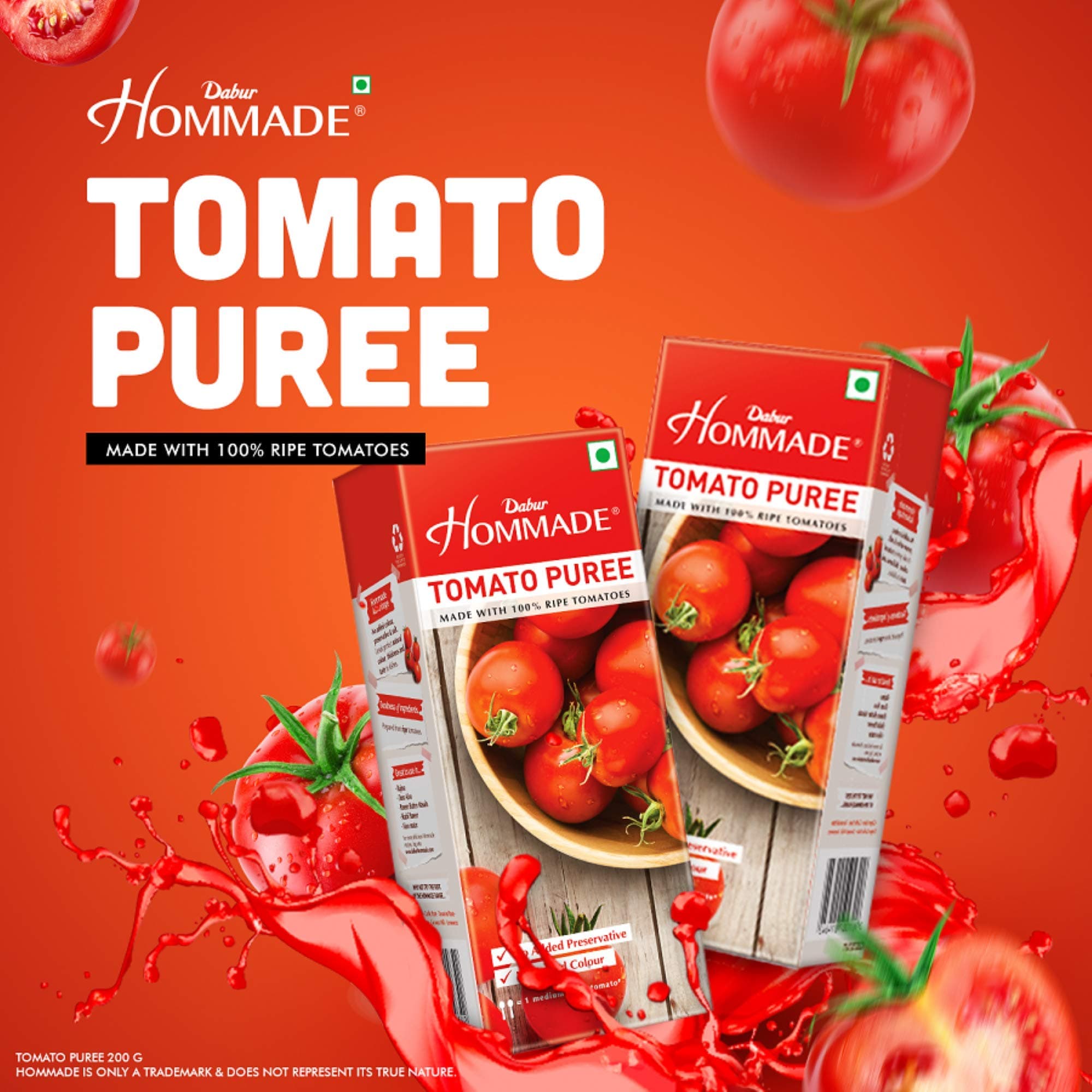 Dabur Hommade Tomato Puree : Made from 100% Ripe Tomatoes with No Added preservatives - 200 gm — image 3