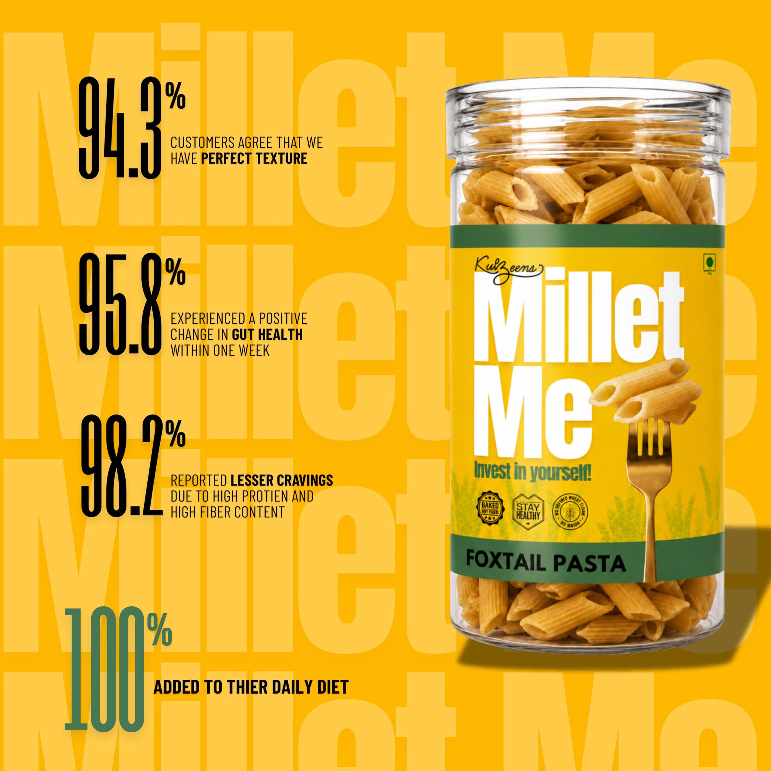 Millet Me By Kuizeens Foxtail Millet Pasta - 230g | Gluten Free | Low-carb Diets | Low-carb Diets | Easy-to-make | Rich In Nutrients | No Msg | No Preservatives | Instant Pasta | Jain | No Onion & Garlic — image 5