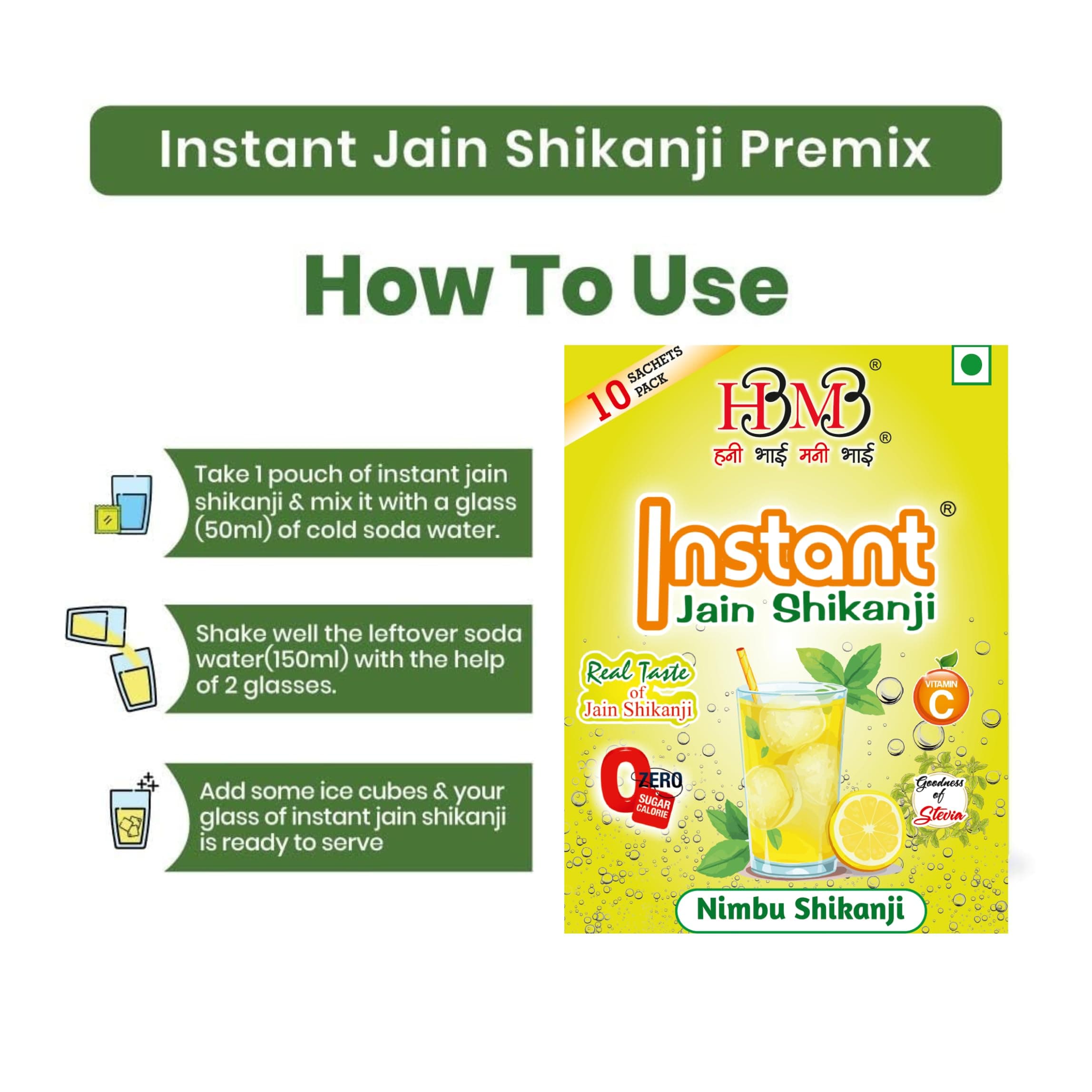 HBMB Original Instant Jain Shikanji | 1- Minute Ready to Mix Lemon Drink Premix | Authentic Jain Shikanji Summer Refreshment, 1 Pack — image 7