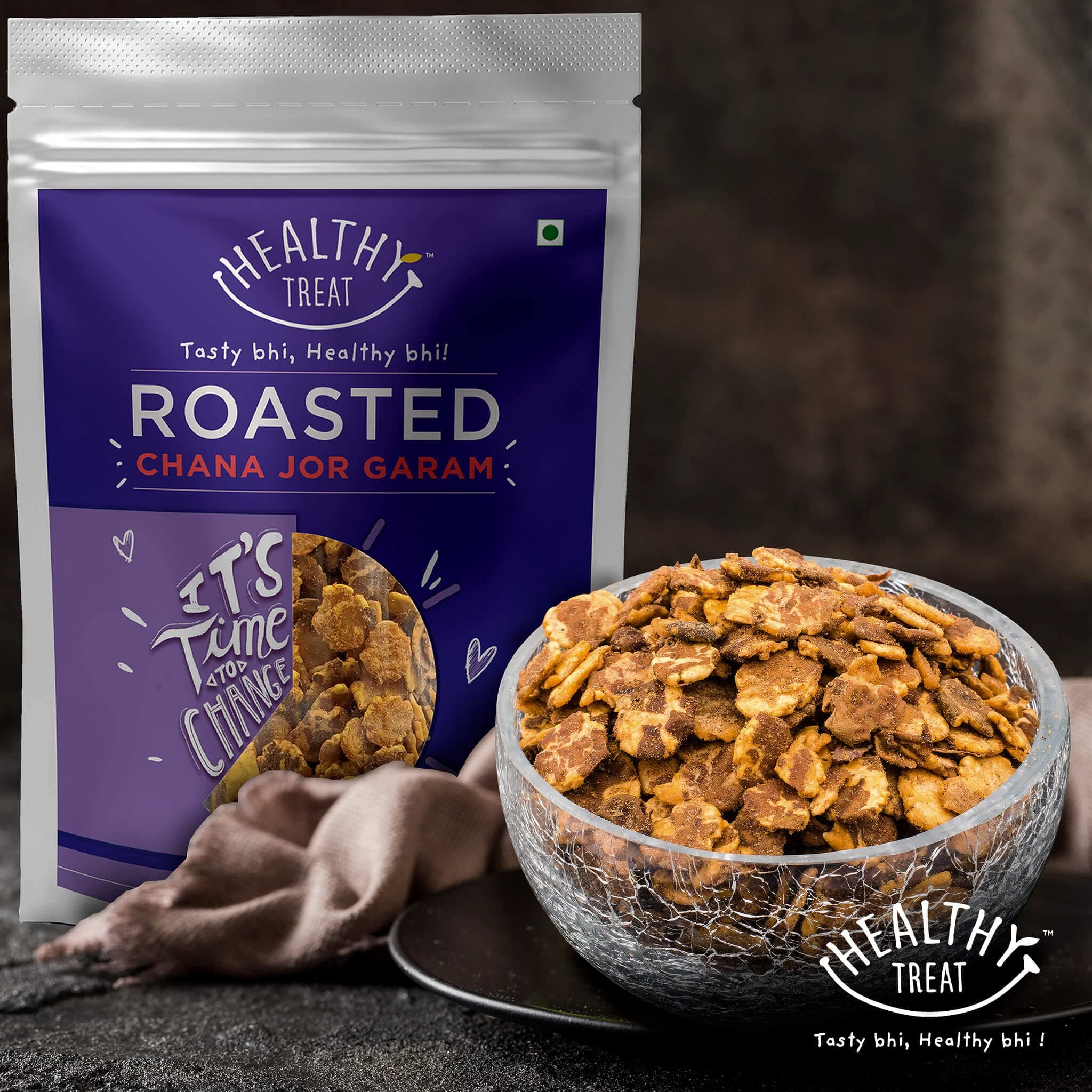 Healthy Treat Roasted Chana Jor Garam 150 gm | Healthy, Roasted Oil-Free Namkeen | Ready-to-eat | Healthy Snacks | Low in calories | Protein-Rich Snack | Roast Beaten Chana Snack | Gluten Free — image 2