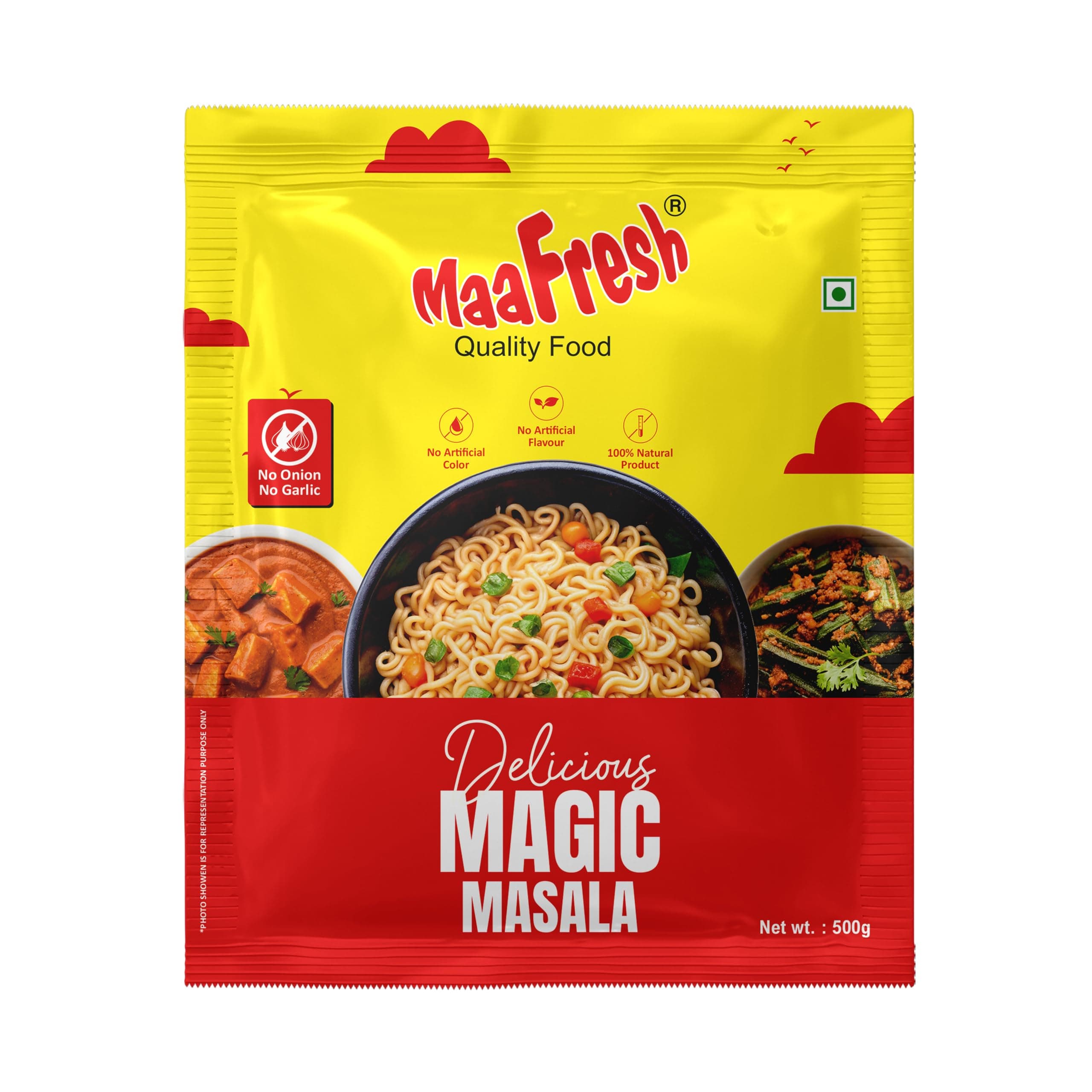 MAAFRESH No Onion No Garlic Magic Masala 500g | Pure Indian Spice Blend | Flavorful Masala for Curries, Gravies & Vegetables