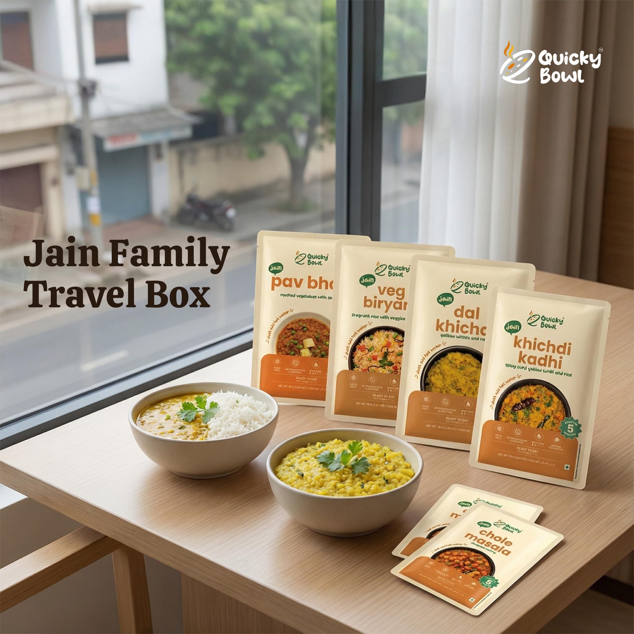 Quicky Bowl’s Jain Family Travel Box — a specially curated Jain meal combo prepared following strict Jain dietary principles. Perfect for family travel, pilgrimages, and places where Jain food is hard to find. — image 7