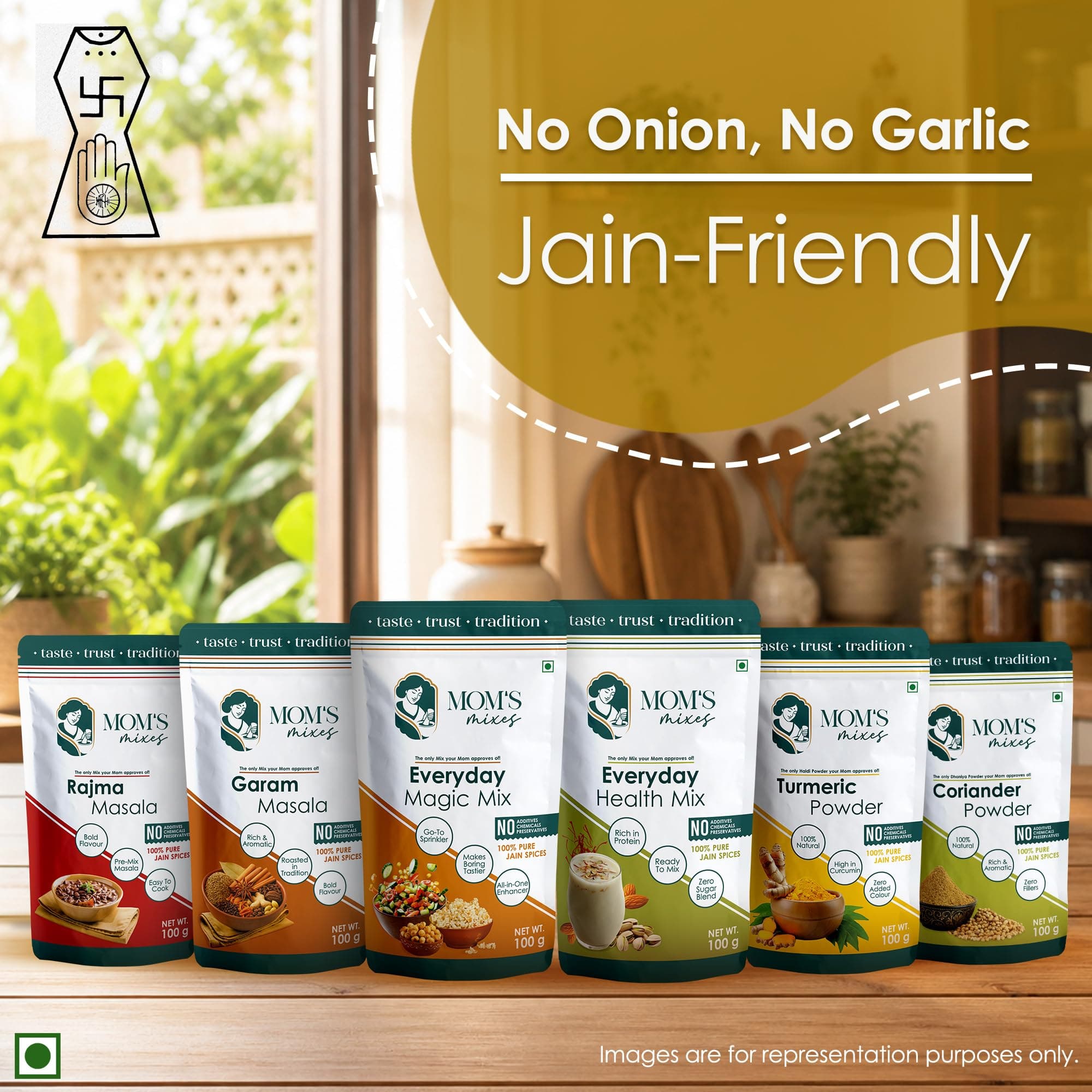 Mom’s Mixes Combo of 2 | Everyday Magic Mix + Chole Masala | 100% Pure Jain Spices | No Onion No Garlic | No Preservatives | No MSG | No Added Colours | 200g — image 13
