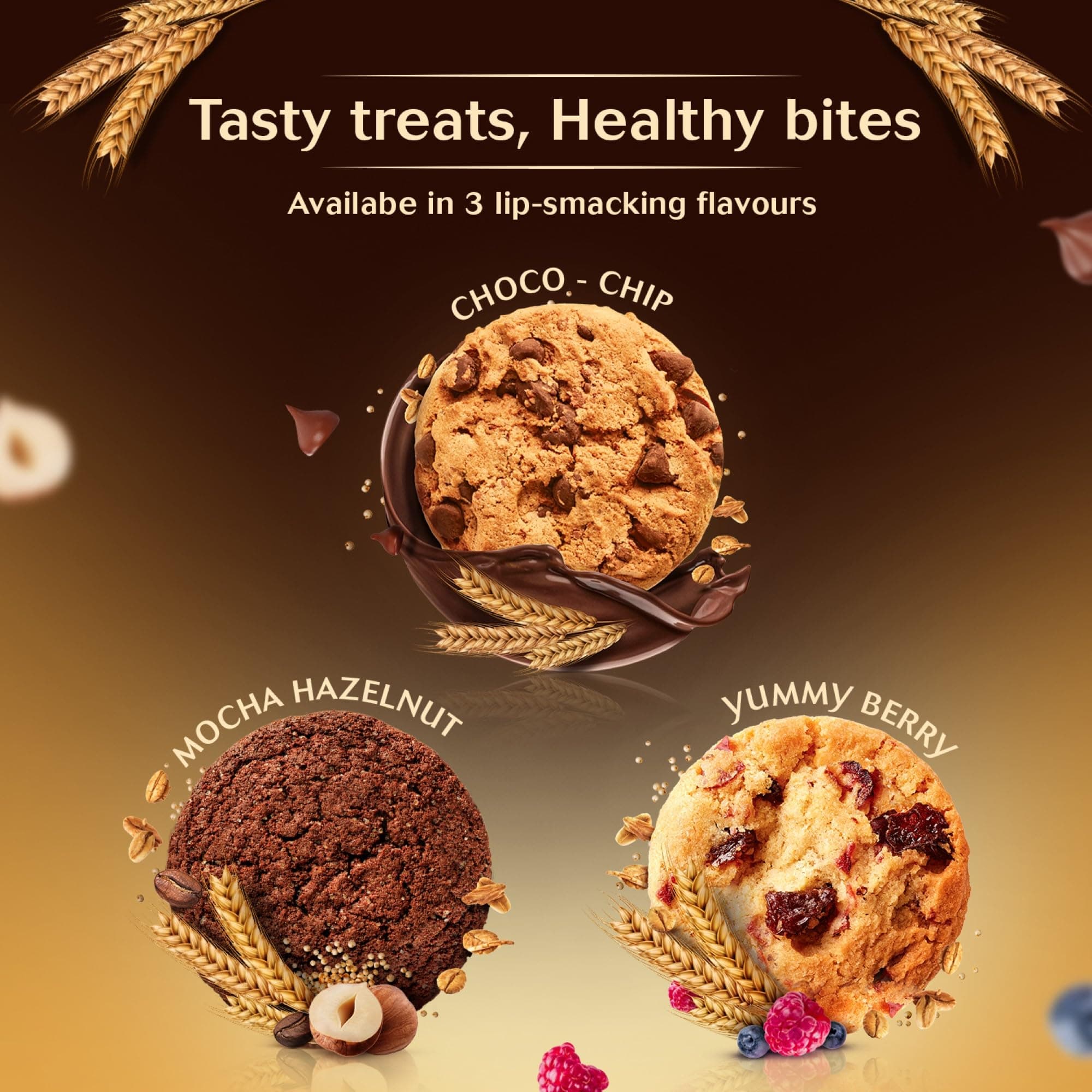 Sugar Free D'lite Mocha Hazelnut Flavour Cookies | Zero Added Sugar | Made With Oats & Quinoa, 75 Gram — image 7
