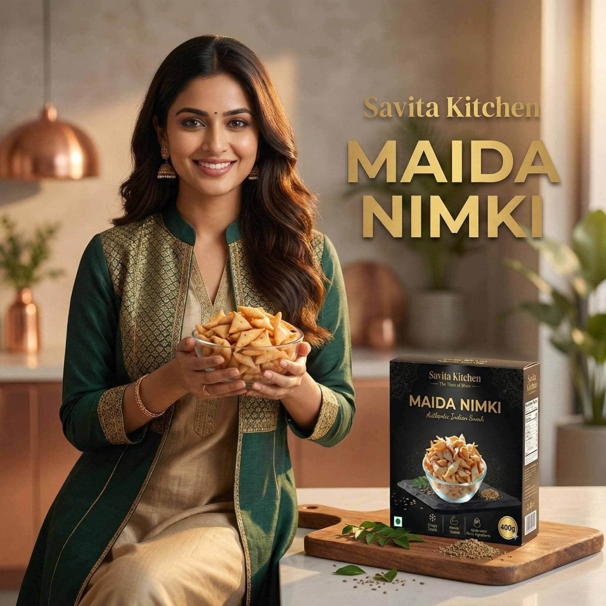Savita Kitchen Authentic Maida Nimki (Namak Para) | Crispy Indian Tea-Time Snack | Bihar Style Homemade Namkeen | Ajwain Spiced, No Artificial Flavors | 400g — image 4