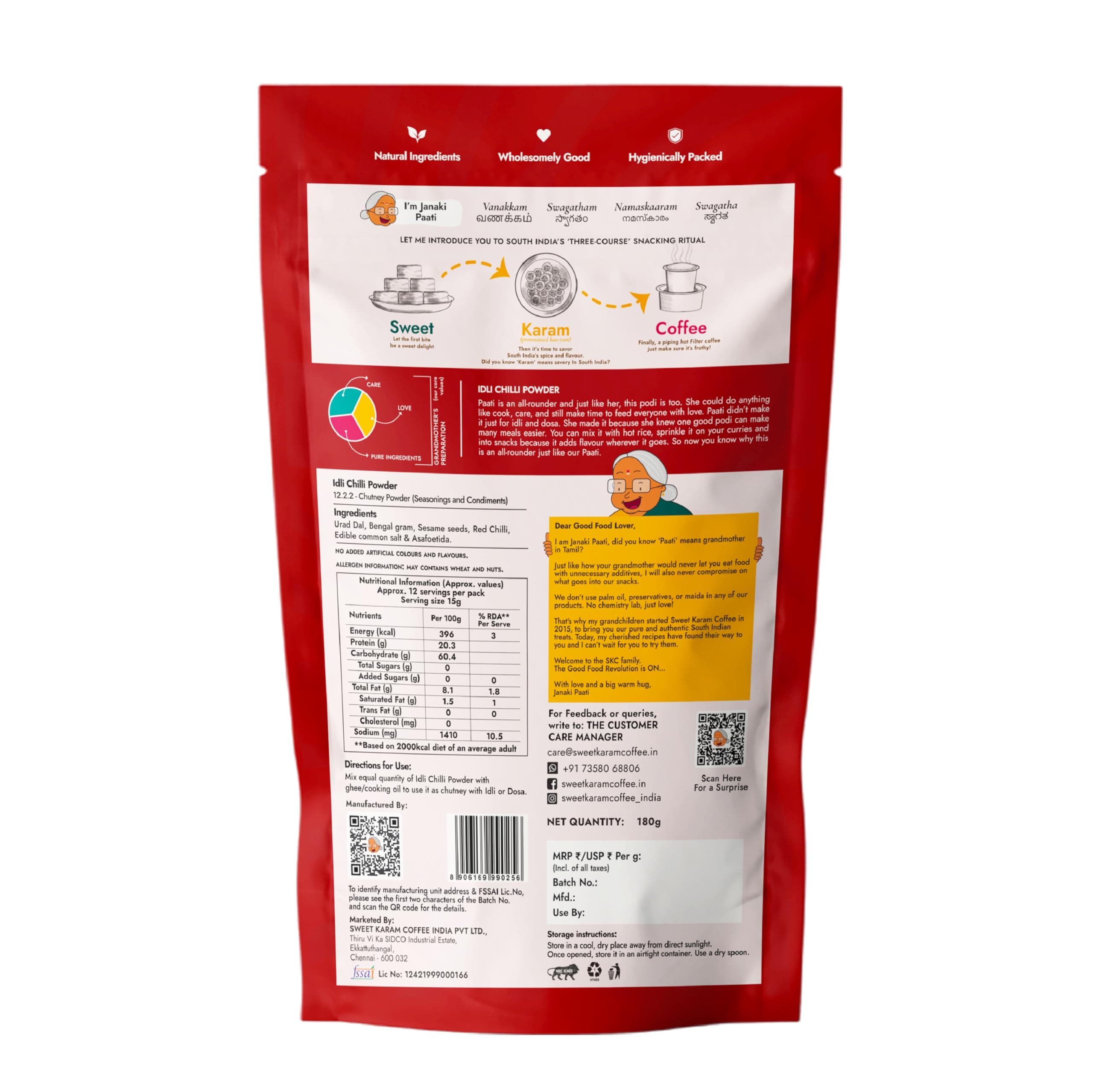 Sweet Karam Coffee Idli Podi (Chilli Gun Powder) – 180g | Authentic South Indian Homemade Spice Mix | Aromatic & Flavorful | No Preservatives | Tasty & Healthy | Perfect with Idli, Dosa & Rice — image 5