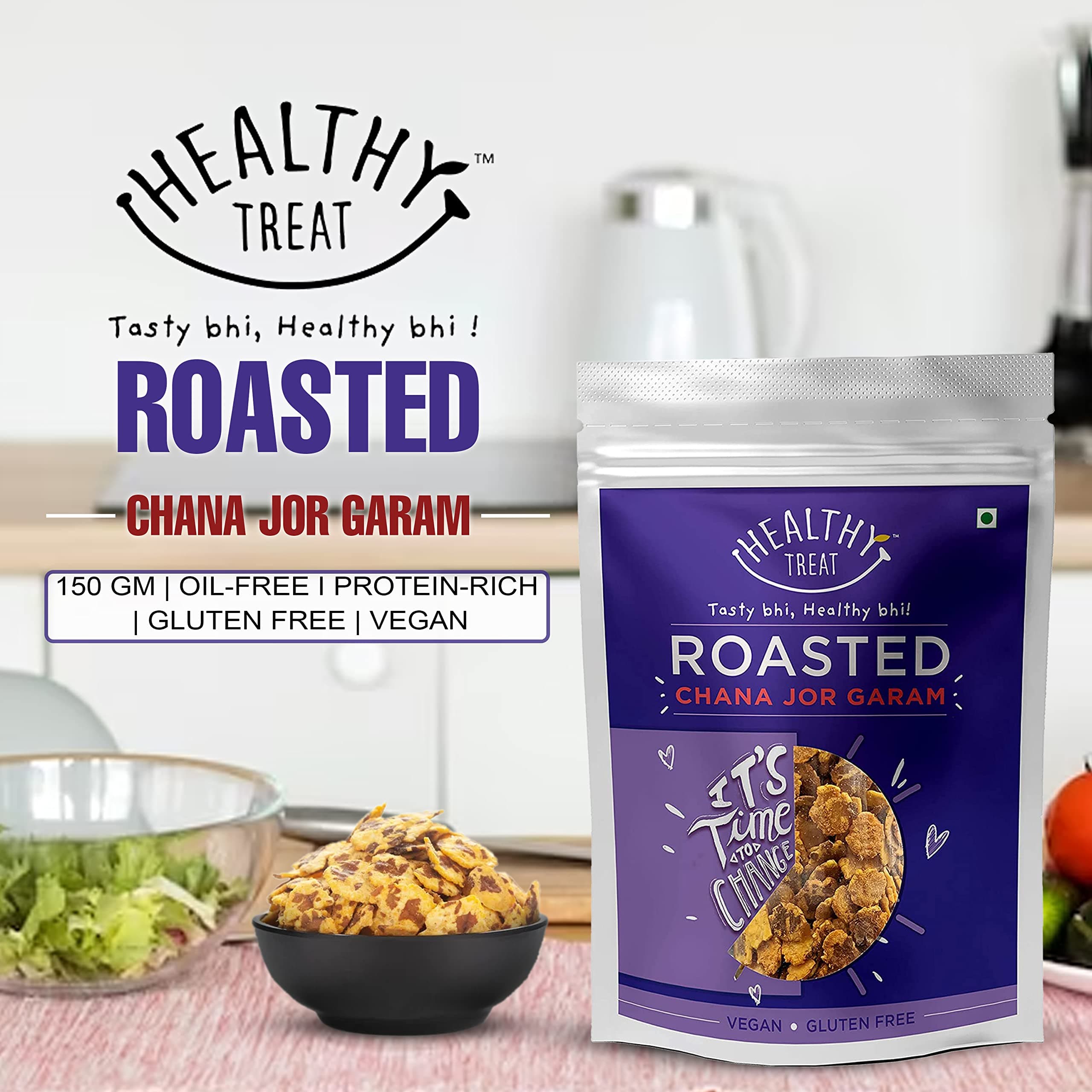 Healthy Treat Roasted Chana Jor Garam 150 gm | Healthy, Roasted Oil-Free Namkeen | Ready-to-eat | Healthy Snacks | Low in calories | Protein-Rich Snack | Roast Beaten Chana Snack | Gluten Free — image 5