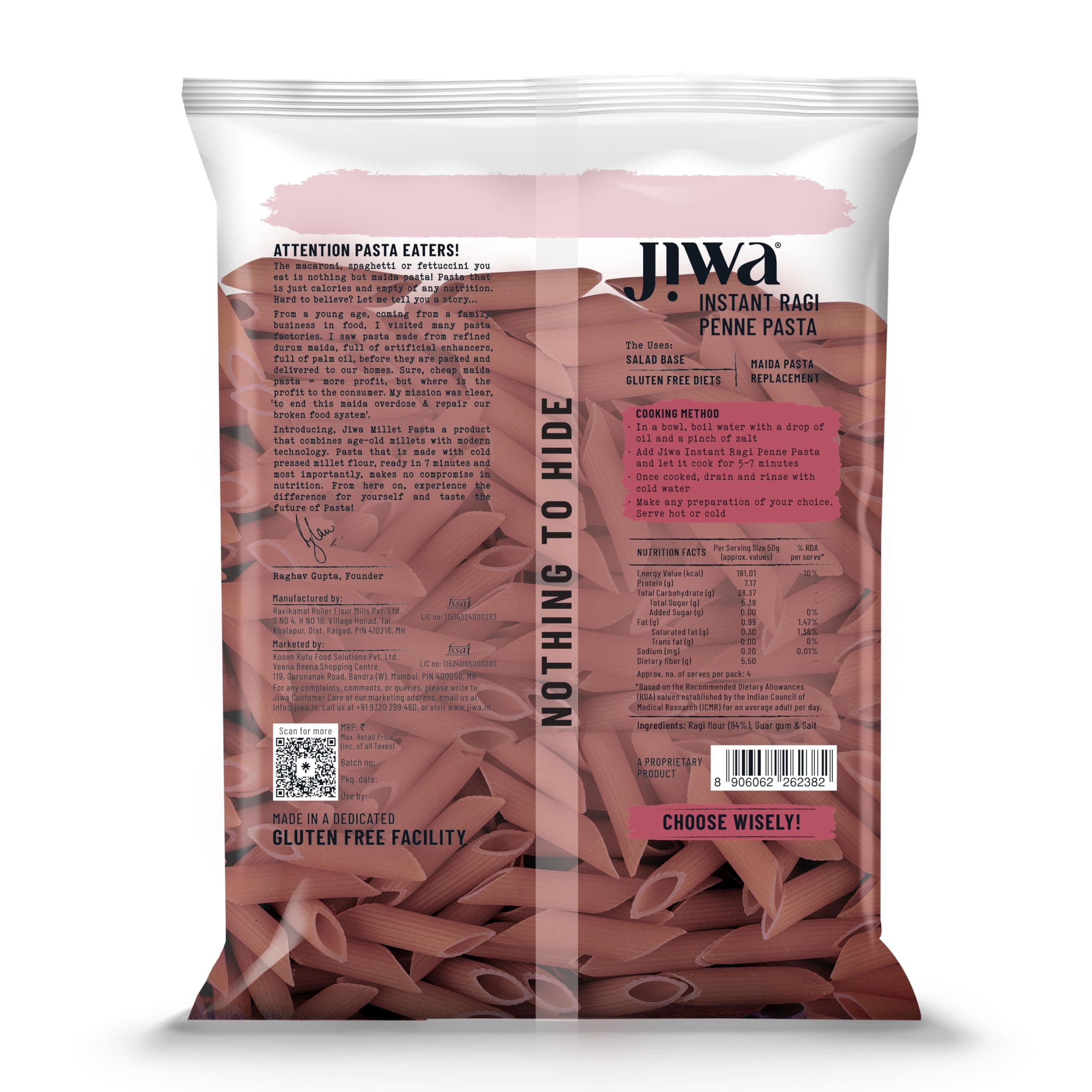 Jiwa Instant Ragi Penne Pasta | 200 G | Cooks in 7 minutes | Ready to Cook | 100% Millet | No Maida, No Atta | Gluten Free — image 3