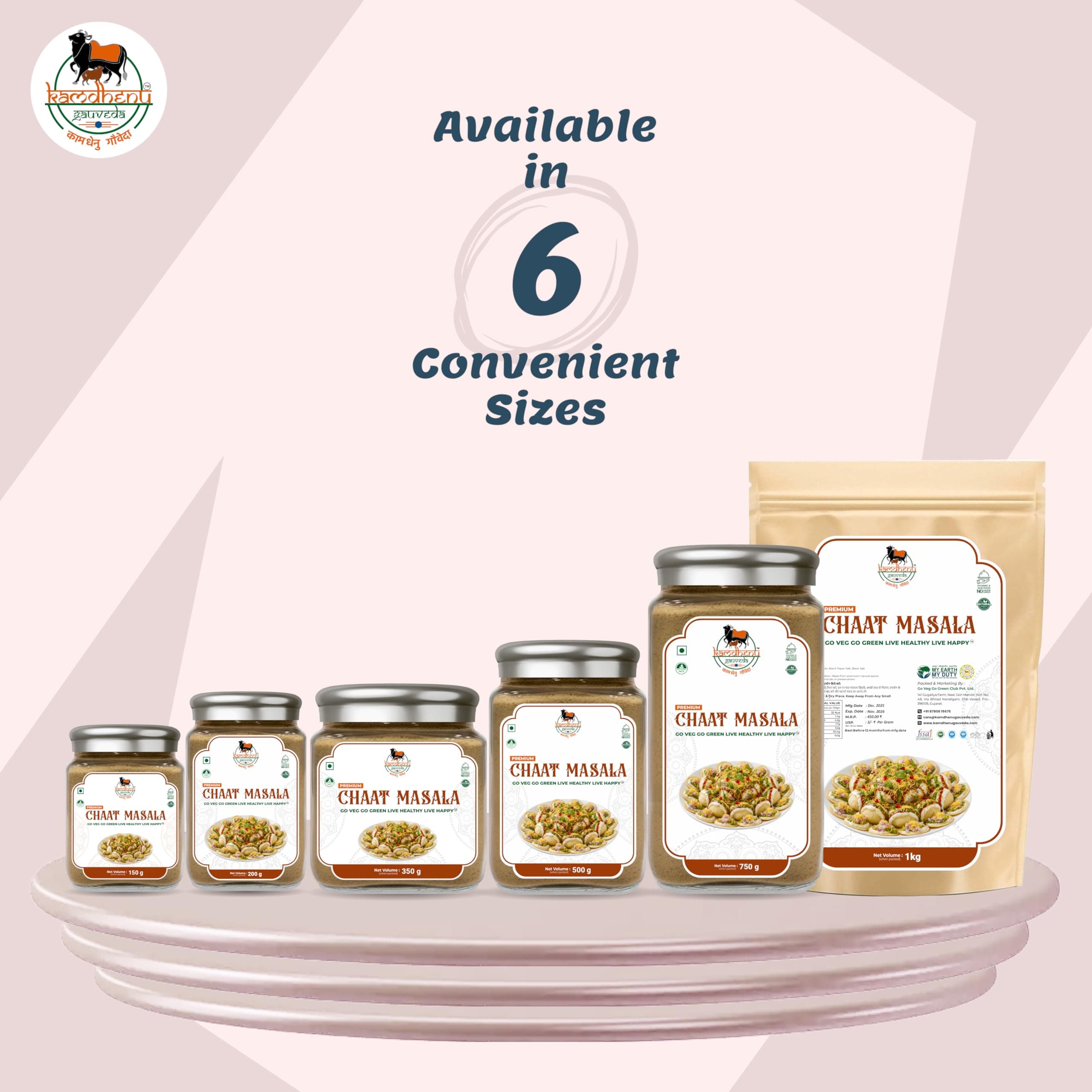Satvik Sanatani Swaminarayan Jain Vegan Chatpata Chaat Masala 350g | Cumin, Coriander, Pudina, Pink & Black Salt | No Onion No Garlic | No Preservatives | FSSAI Certified | Glass Jar with Steel Cap — image 8