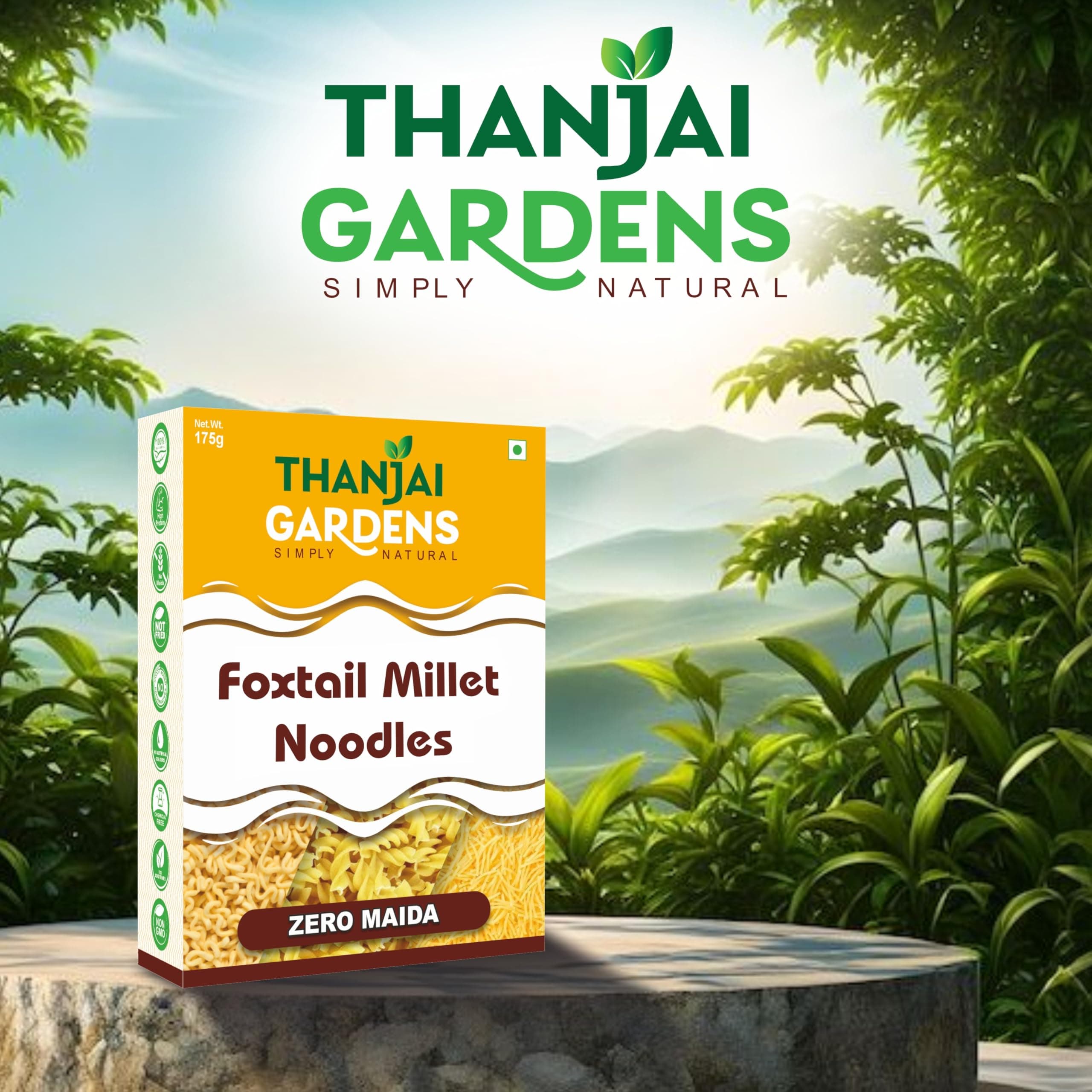 THANJAI GARDENS - SIMPLY NATURAL Foxtail Millet Noodles – Healthy, Nutritious & Nutrient-Rich Instant Noodles | No Maida, No Preservatives No Artificial Color | 175 G Each | Pack of 2 — image 3