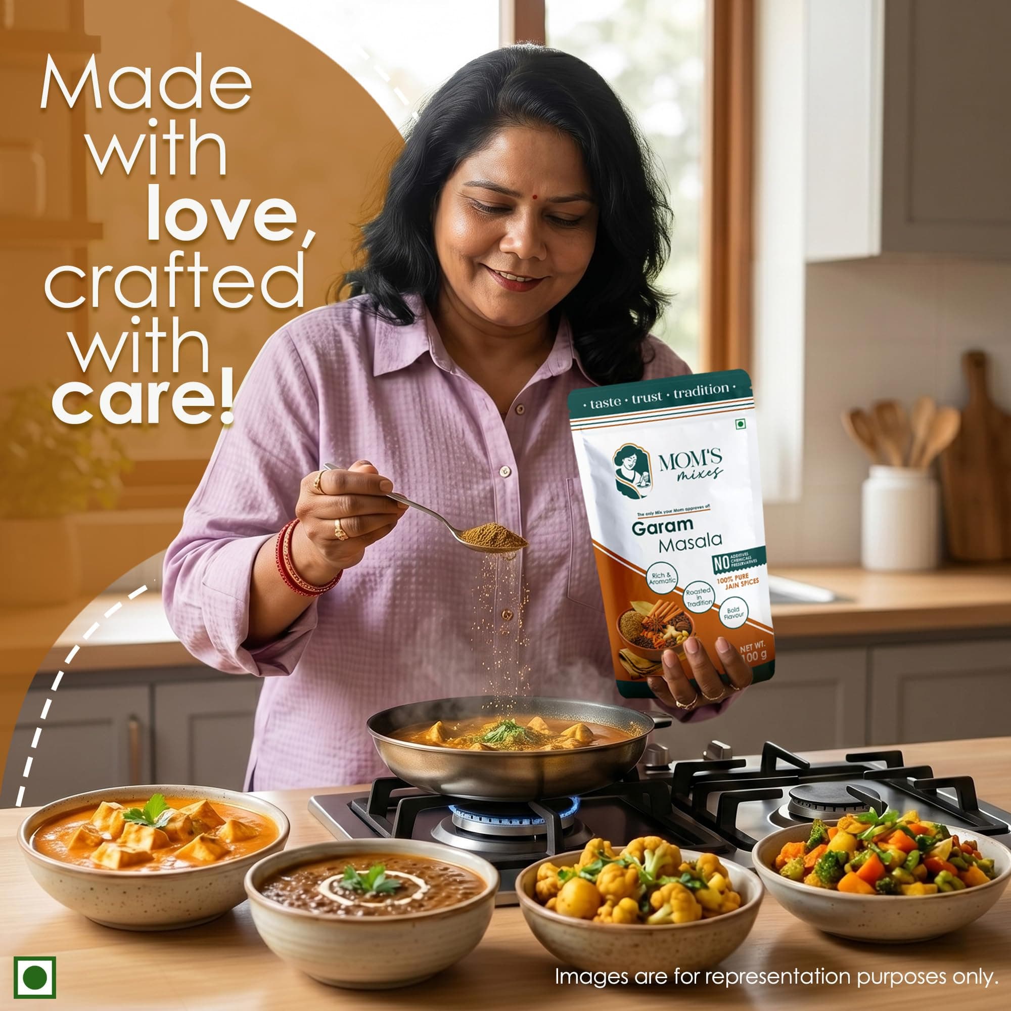 Mom’s Mixes Garam Masala (Garam Masala Powder) | Pure Jain Spices | No Onion No Garlic (Jain Friendly) | Rich & Aromatic | No Preservatives | 100g — image 5