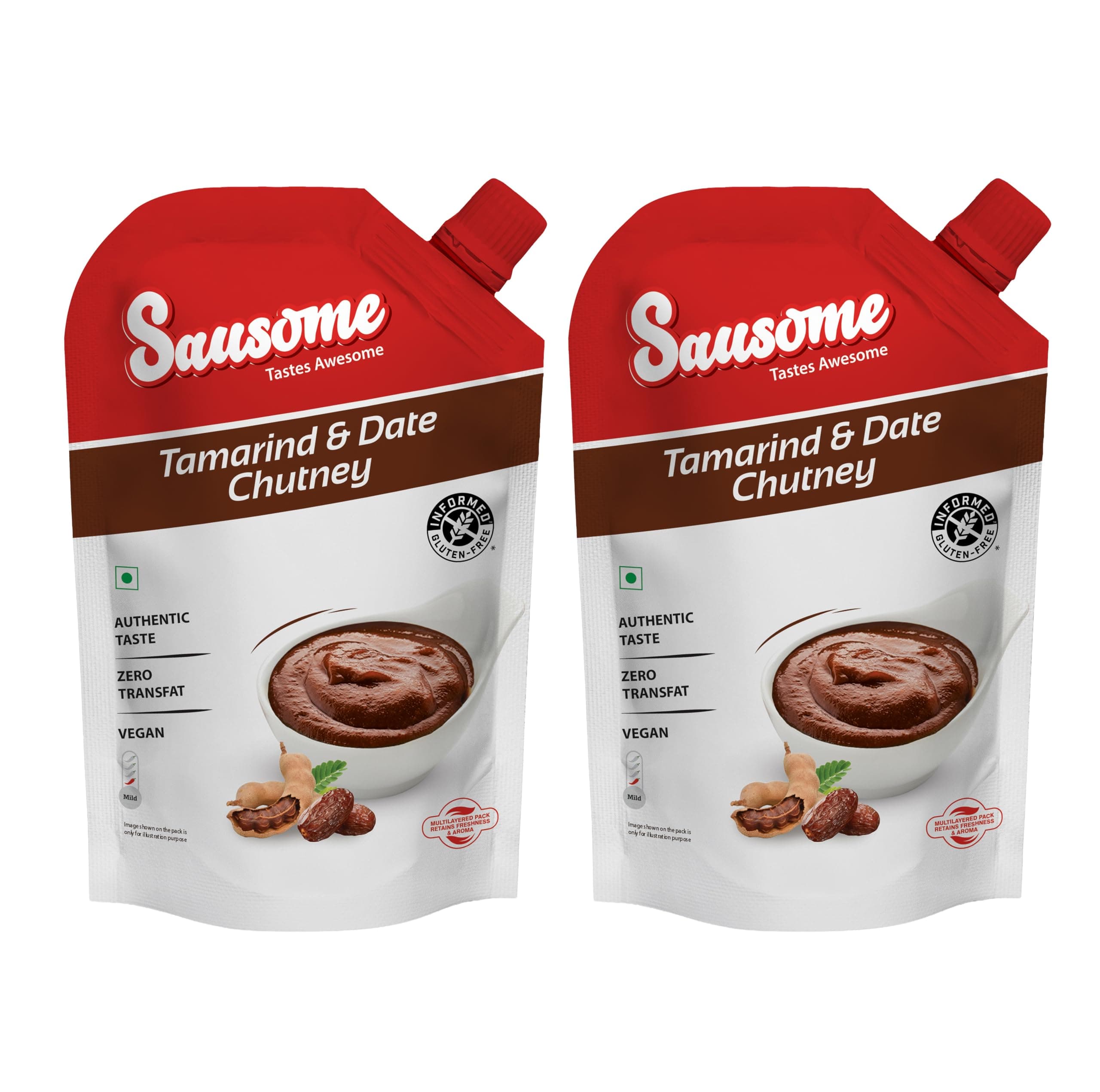 Sausome | Vegan, Gluten-Free, No Added Color | Perfect for Stir-Fries, Dips, Marinades & Cooking | FBA (pack of 2, Tamarind & Date Chutney)