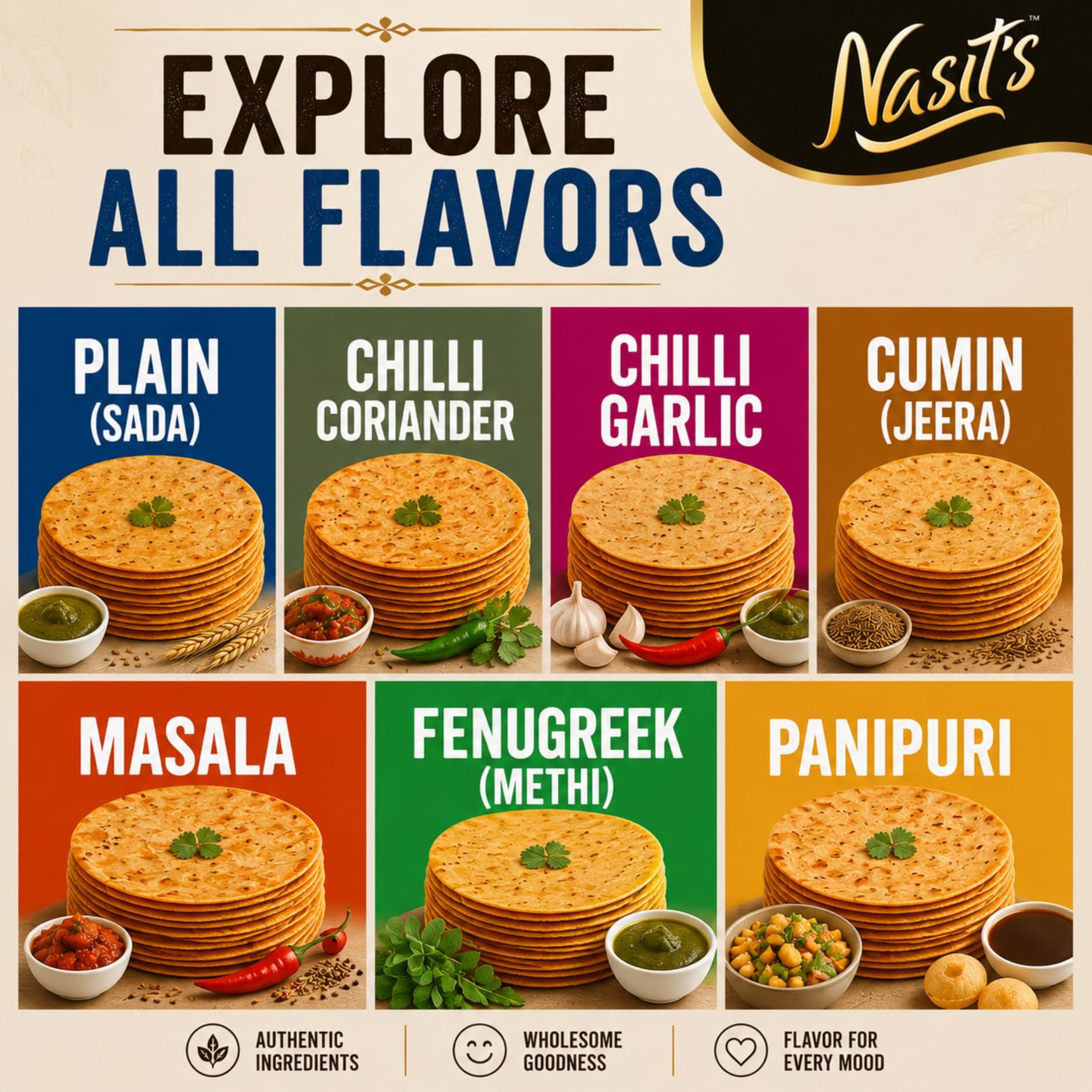 Nasit's Khakhra, Crispy Roasted Gujarati Snack, Multiple Flavors, Tea-Time Ready to Eat, 200g (Chilli Coriander) — image 8