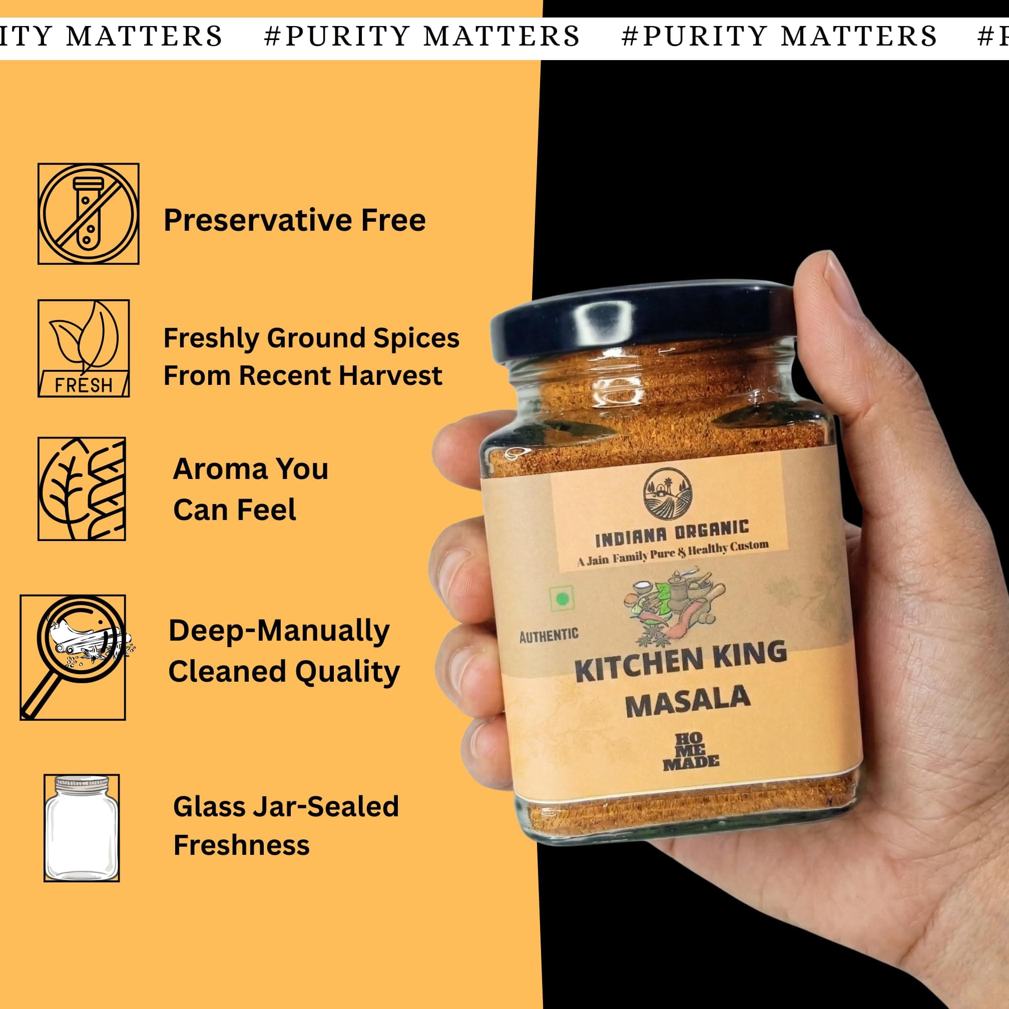 Indiana Organic Kitchen King Masala (150g) | Pure Jain Masala - No Onion, No Garlic | Natural, Freshly Ground All-Purpose 23 Spices Blend | Authentic Homemade Taste | Gluten-Free & Vegan — image 5
