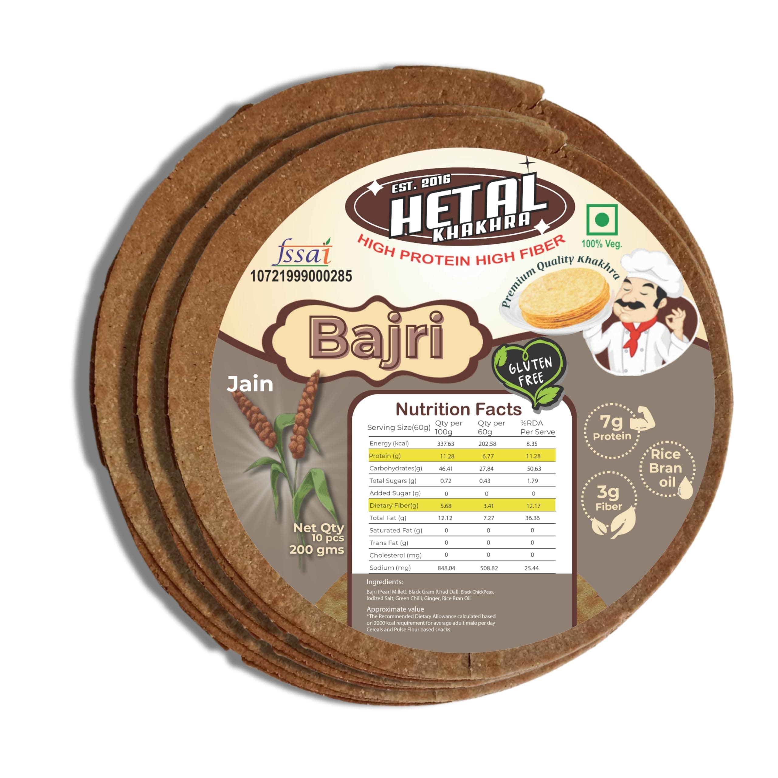 Bajri Thepla Khakhra | JAIN | Crispy | Ready To Eat | High Protein High Fiber| No Palm Oil | 200g Vacuum Pack Of 2 — image 8