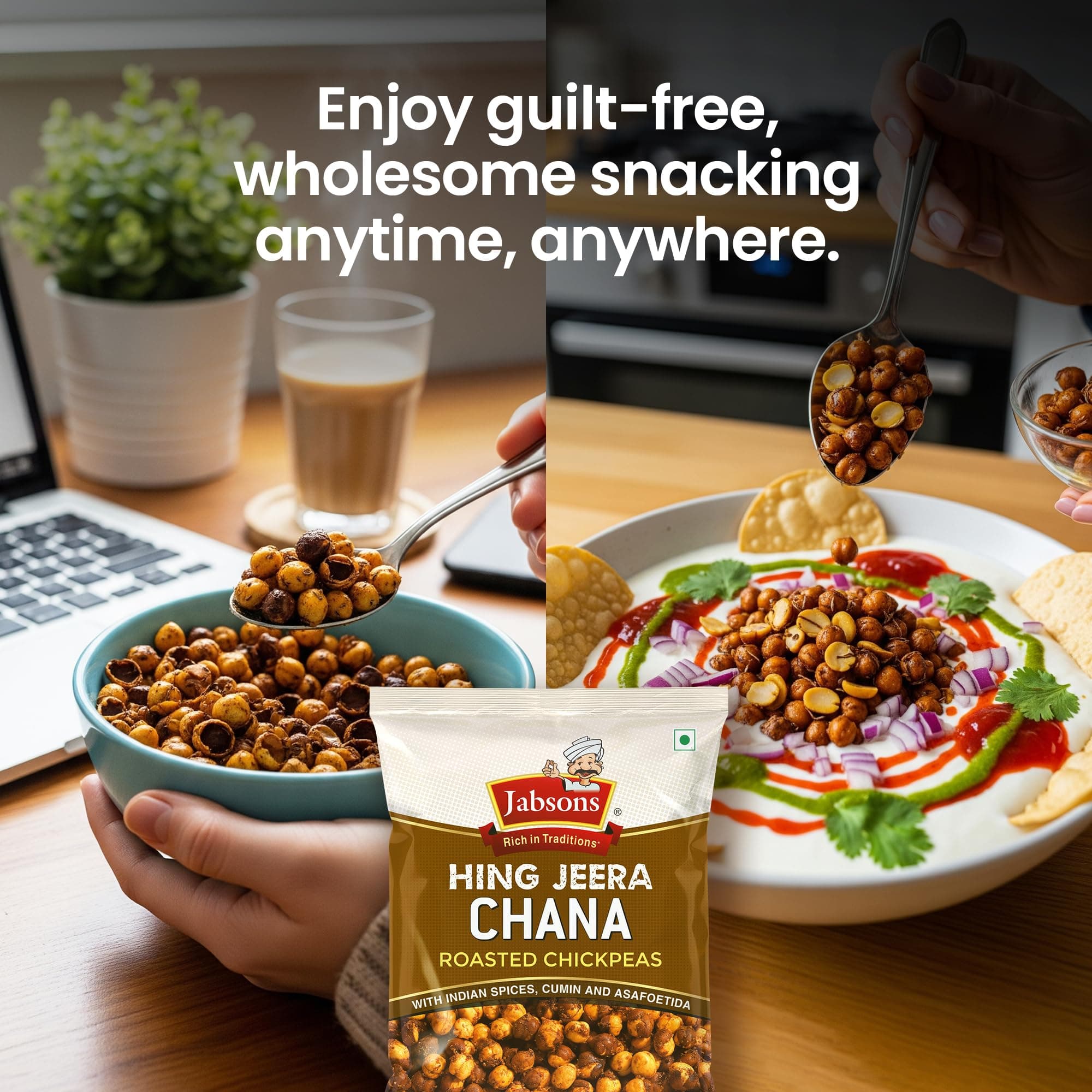 Jabsons Roasted Chana Hing Jeera | Contains Black Chana, Chilli Powder, Indian Spices for Flavour | 100% roasted | Gluten-Free Crunchy Protein Snacks | Bhuna Chana Masala with Iodized Salt | No Onion No Garlic | 150g — image 8