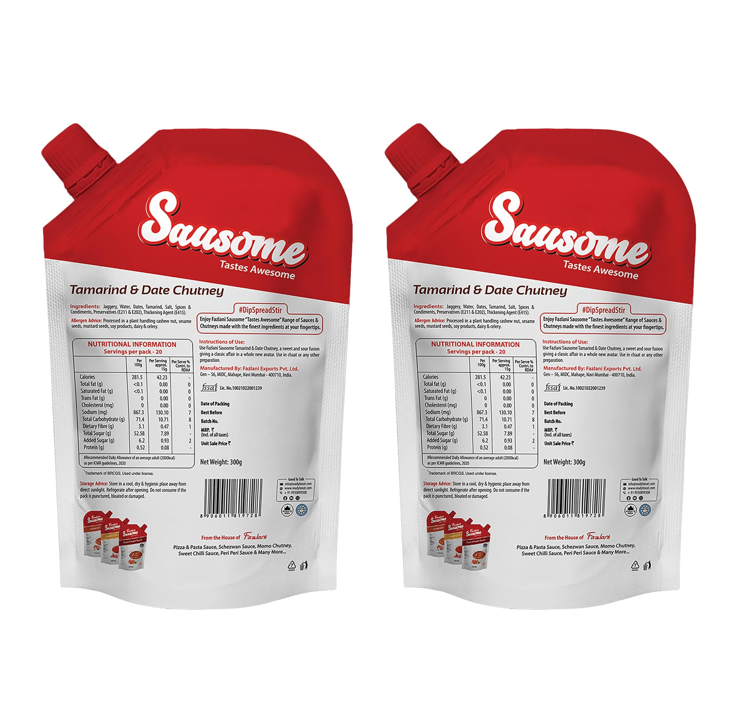 Sausome | Vegan, Gluten-Free, No Added Color | Perfect for Stir-Fries, Dips, Marinades & Cooking | FBA (pack of 2, Tamarind & Date Chutney) — image 3