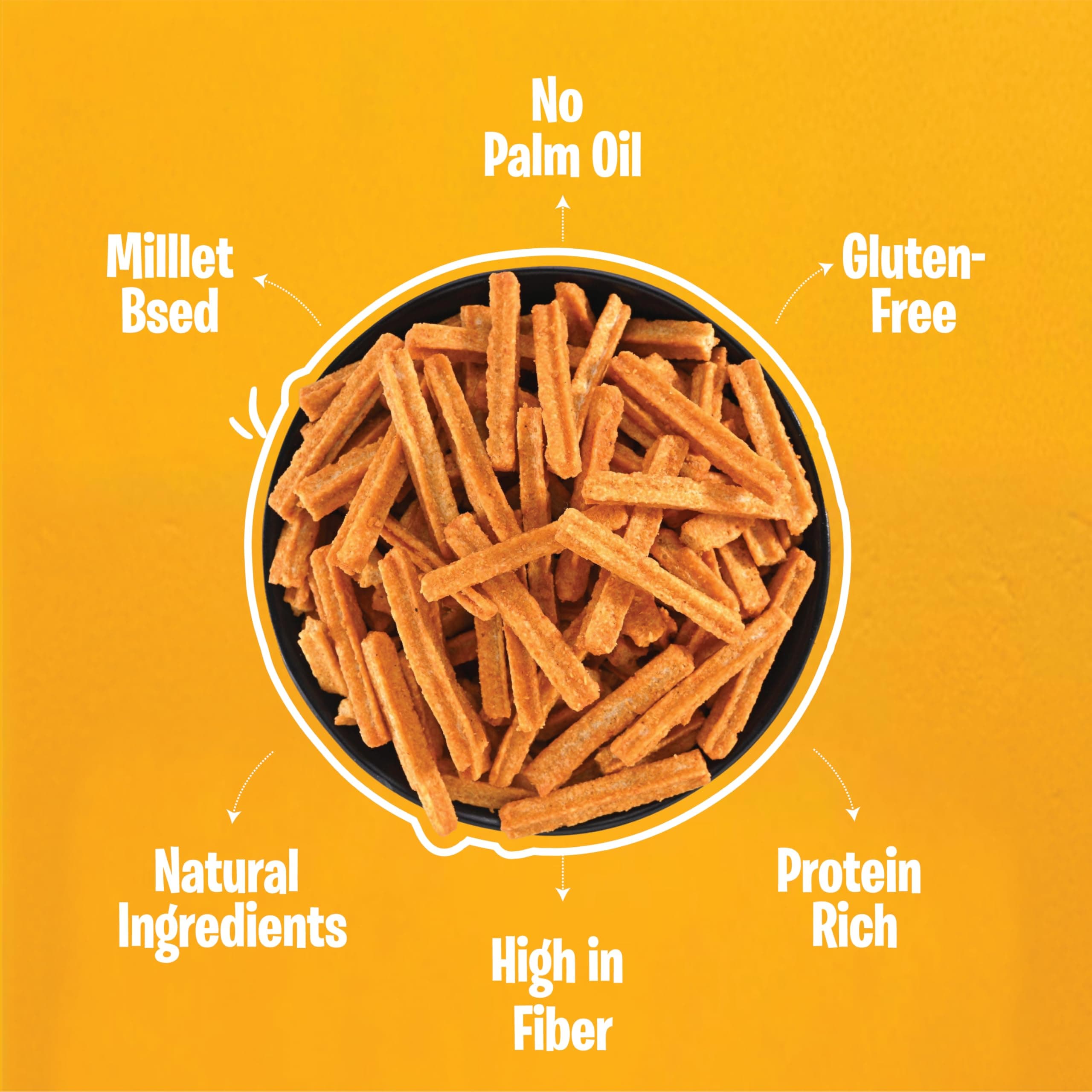 Vyndo Soya Chalks (Soya Sticks) Combo – Pack of 5 (100g Each) | Millet-Based, Protein Rich, Gluten-Free, Non-Fried, No Palm Oil | Crunchy Healthy Energy Snacks – Tomato, Peri Peri, Masala, Green Chutney, Tandoori. — image 5