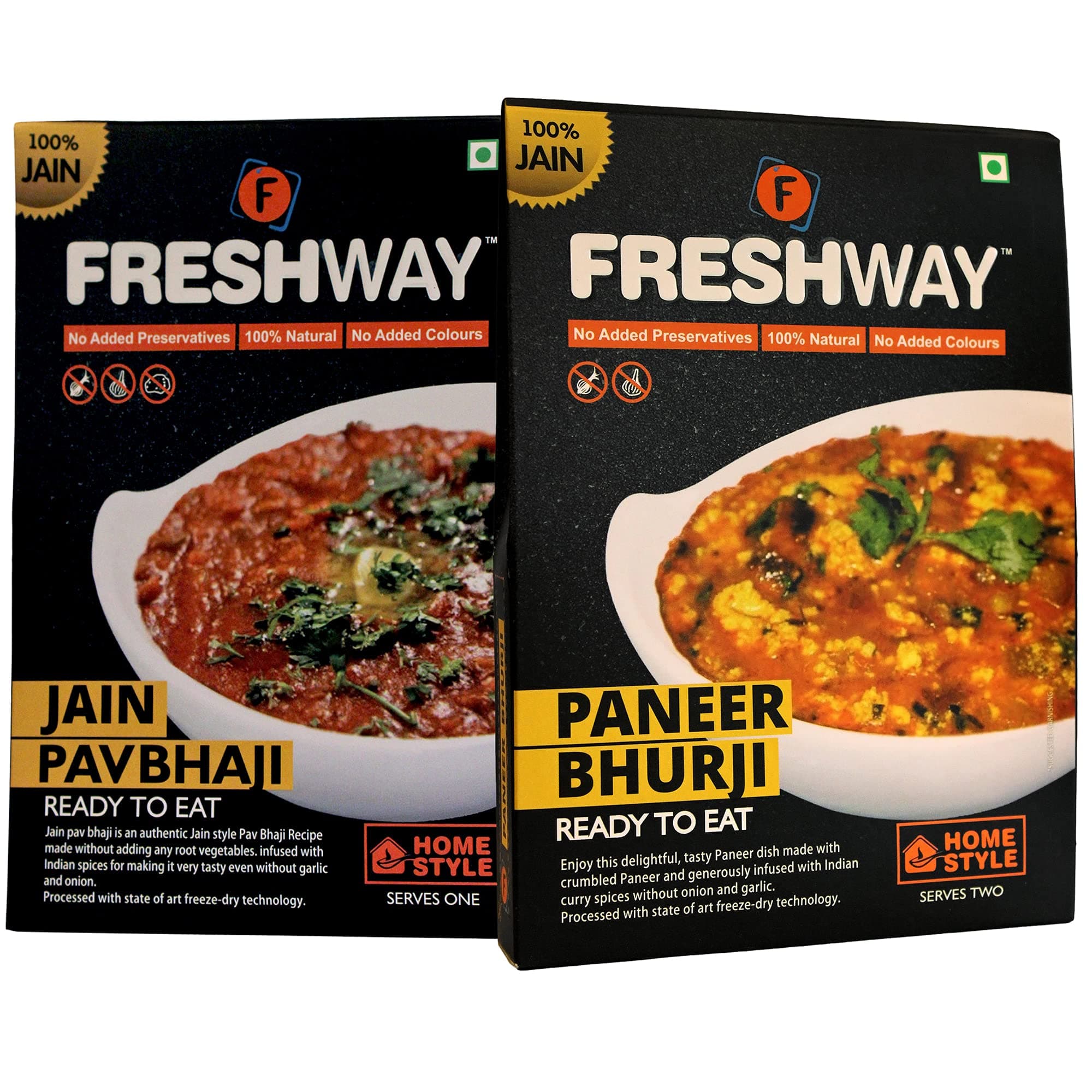 Freshway Ready to Eat Jain Combo Pav Bhaji & Paneer Bhurji Pack of 2 | Freeze Dried Instant Jain Meals | No Onion No Garlic | 100% Vegetarian | Quick, Healthy & Travel Friendly Indian Food — image 3