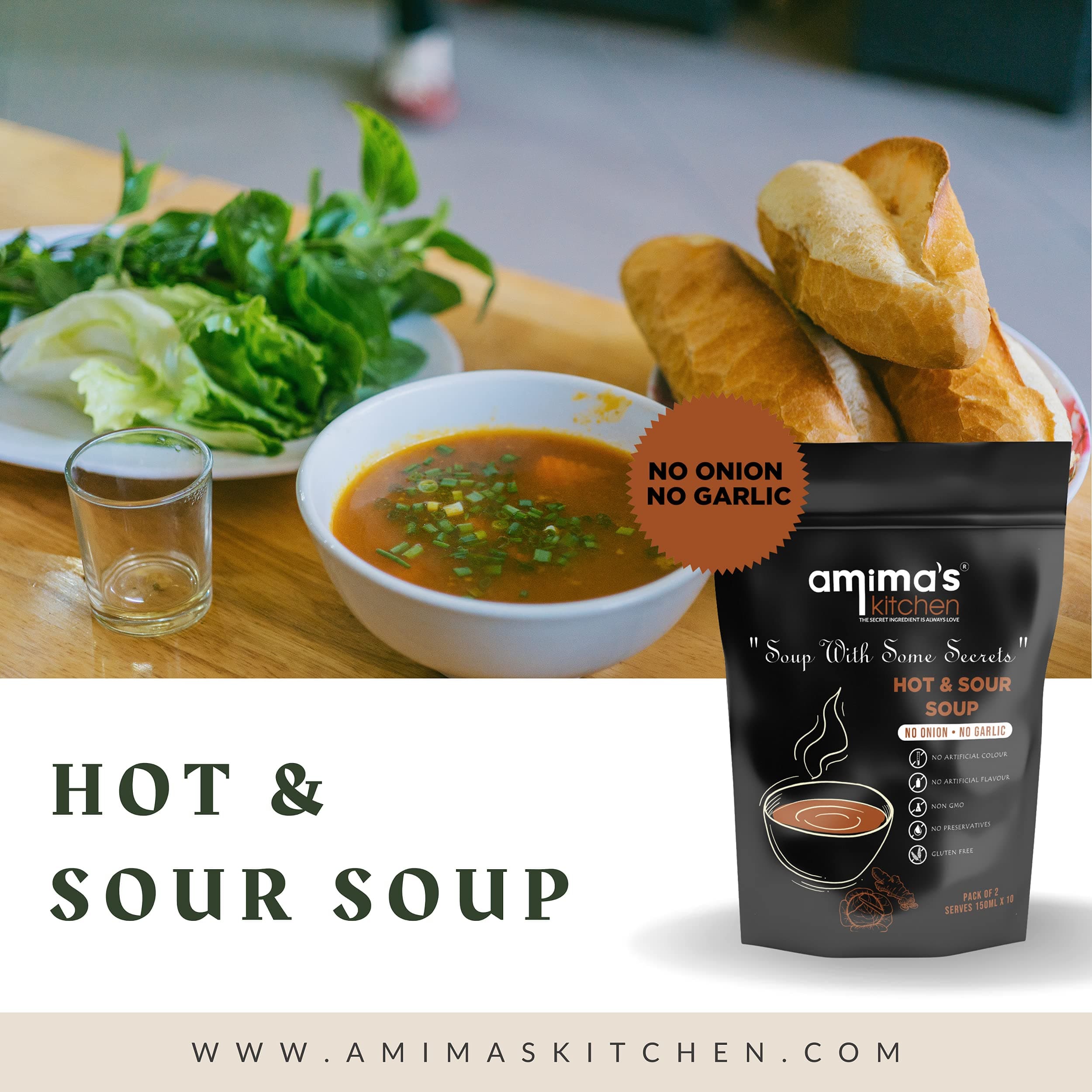 Amima's Kitchen Combo Of Hot & Sour + Cheesy Jalapeno + Manchow Jain Soup (No Onion No Garlic) - 100 Grams (Pack of 3) | Instant Soup Mix Powder | Ready To Cook | No Artificial Flavour & Colour | Gluten Free | Non GMO | Healthy Soup — image 5
