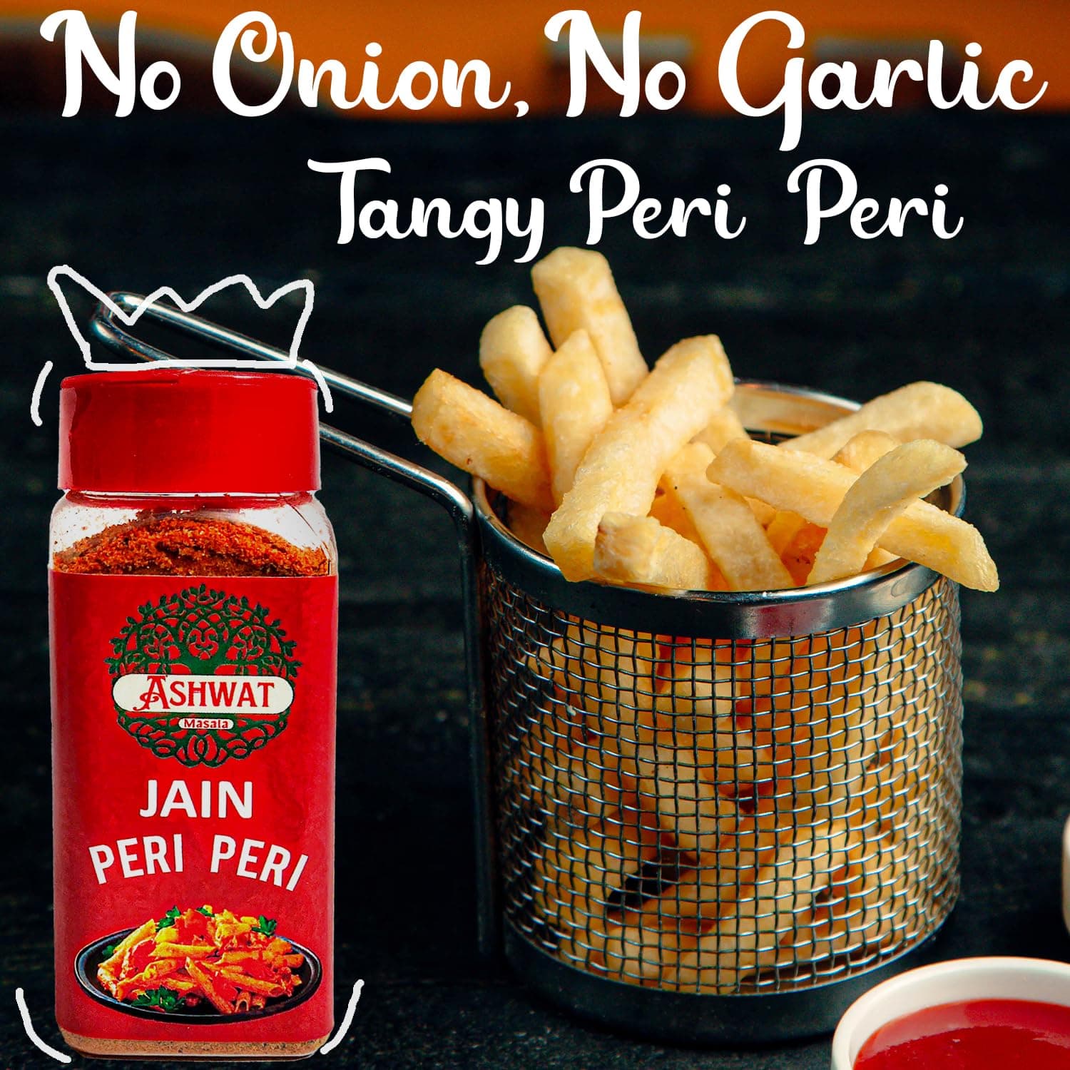 Ashwat Jain Peri Peri Sprinkler - No Onion No Garlic - For Multipurpose Seasoning - Fries, Sweet Corn, Makhana, Papad, Khichdi (90 gm) — image 5