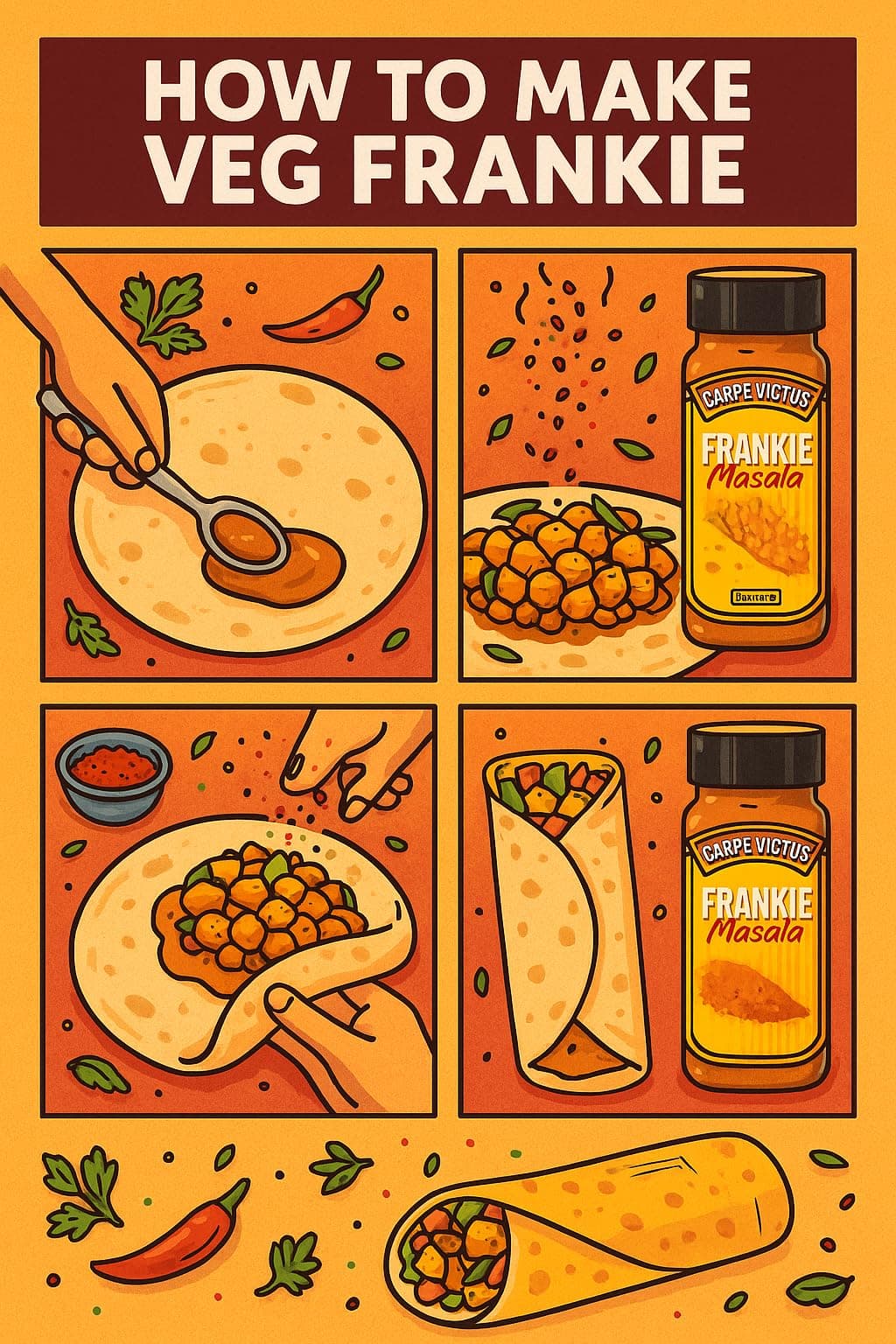 Carpe Victus No Onion No Garlic Authentic Jain Mumbai Frankie Masala for Vegetarian Food, Seasonings for Wraps, Rolls, Sandwiches, Burgers, Franky Seasoning Masalas for Unique Flavor, 100 gms — image 2