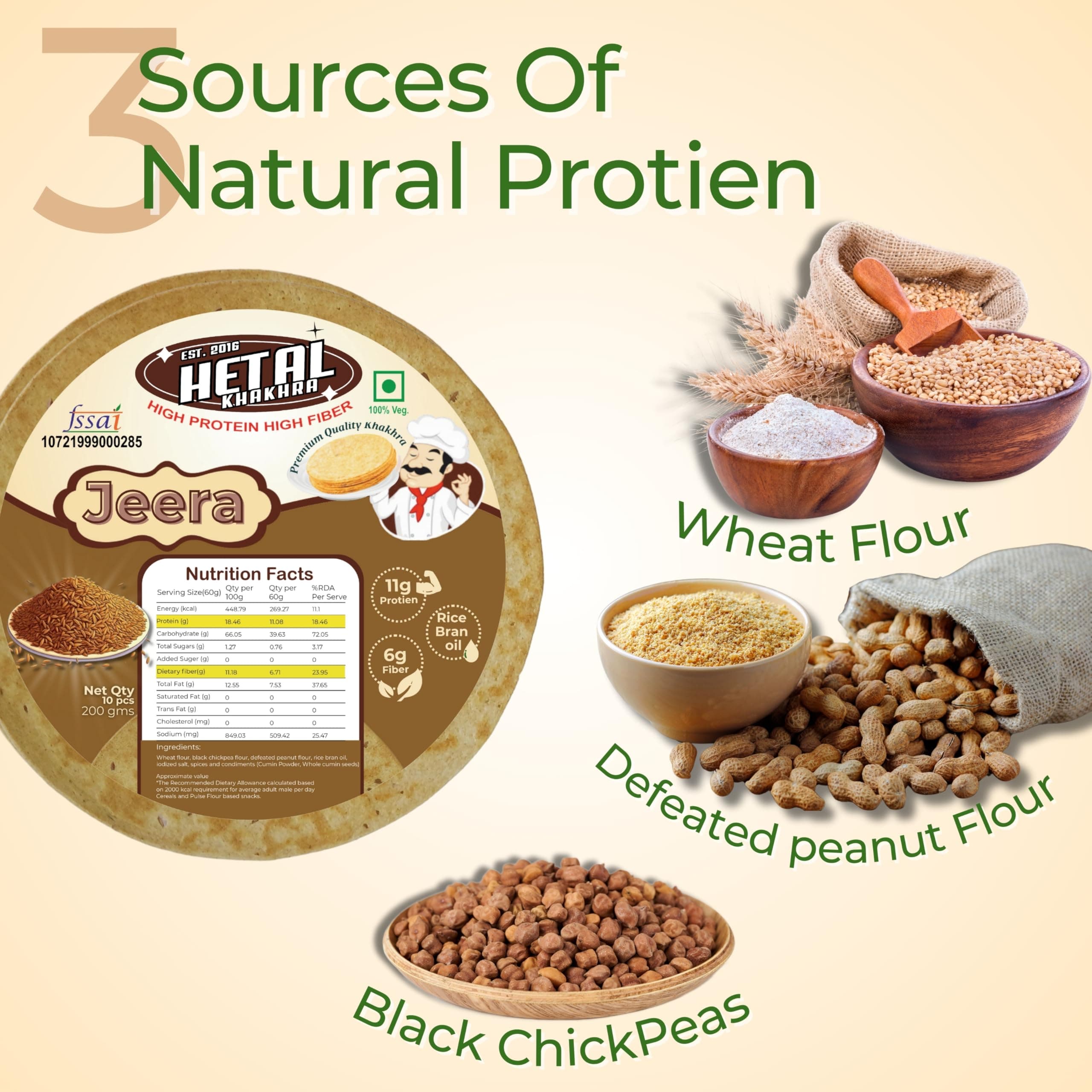 Jeera Khakhra | JAIN | Crispy | Ready To Eat | High Protein High Fiber| No Palm Oil | 200g Vacuum Pack Of 2 — image 6