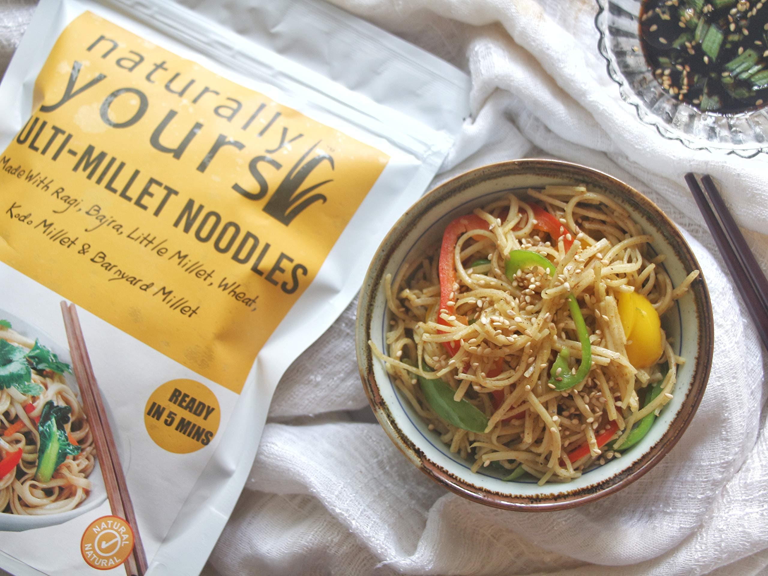 Naturally Yours Multi Millet Hakka Noodles | 6 Supergrains – Ragi, Bajra, Little, Kodo & Barnyard Millet with Whole Wheat | No Maida, Non-Fried, Vegan, Jain Friendly | Tastemaker Inside | 180g Pack — image 5