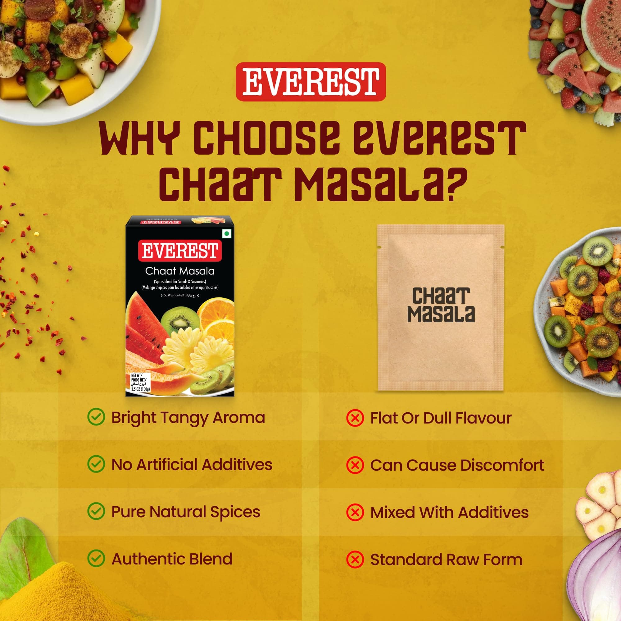 Everest Chaat Masala – 100g | Tangy & Flavourful Chaat/Chat Masala Powder for Snacks, Fruits, Salads & Street-Style Dishes — image 4
