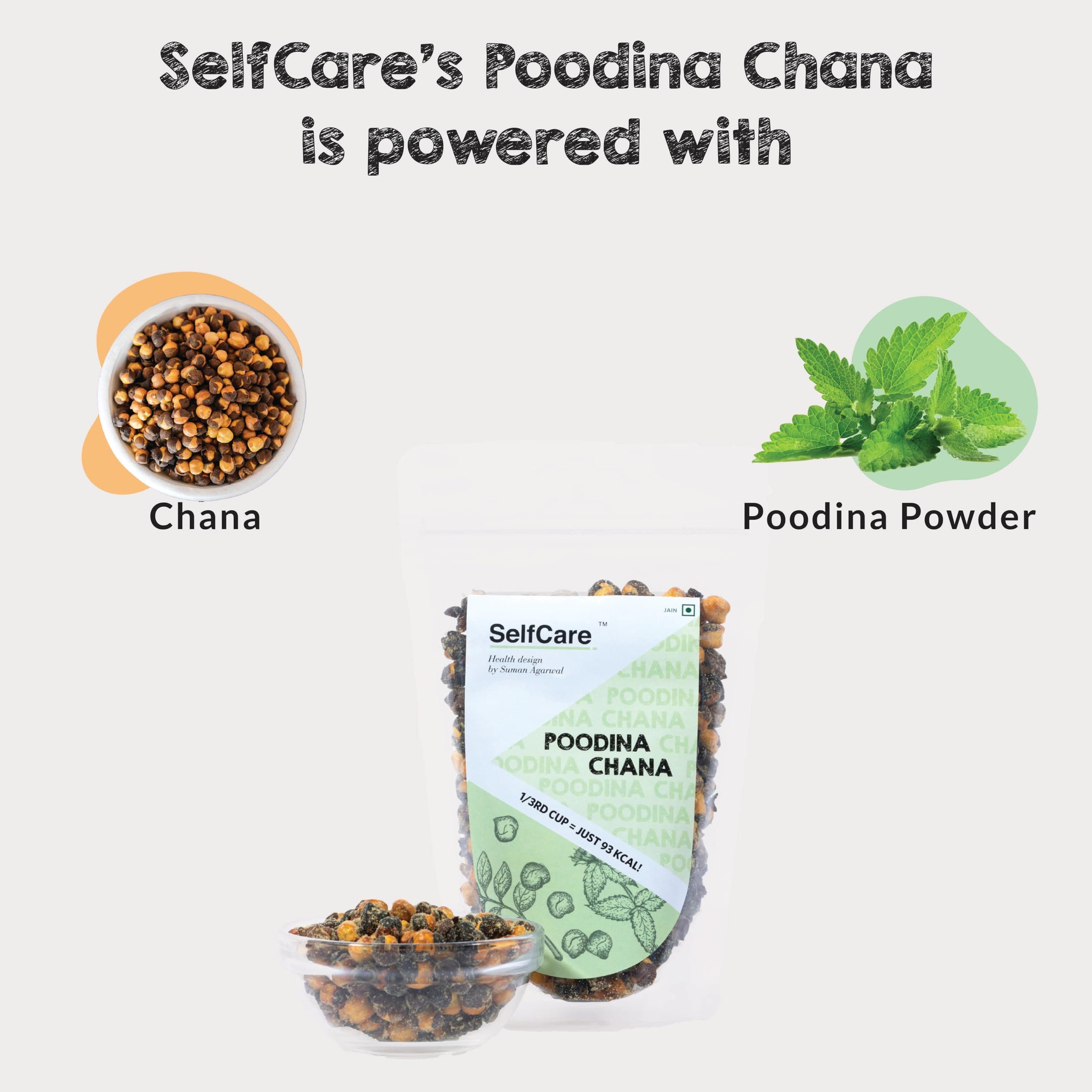 SelfCare By Suman Agarwal Poodina Chana Pack of 1 200g | Roasted - No Added Sugar - Gluten Free | Snacks - Namkeen - Grocery | Spicy Crunchy & Chatpata - Tae time Snakcing | Jain & Travel Friendly — image 2